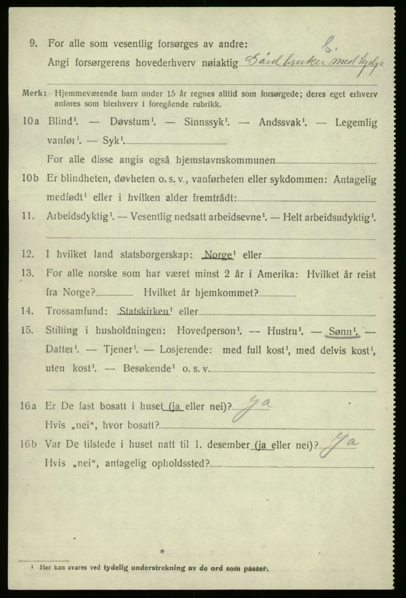 SAB, 1920 census for Kinn, 1920, p. 3218