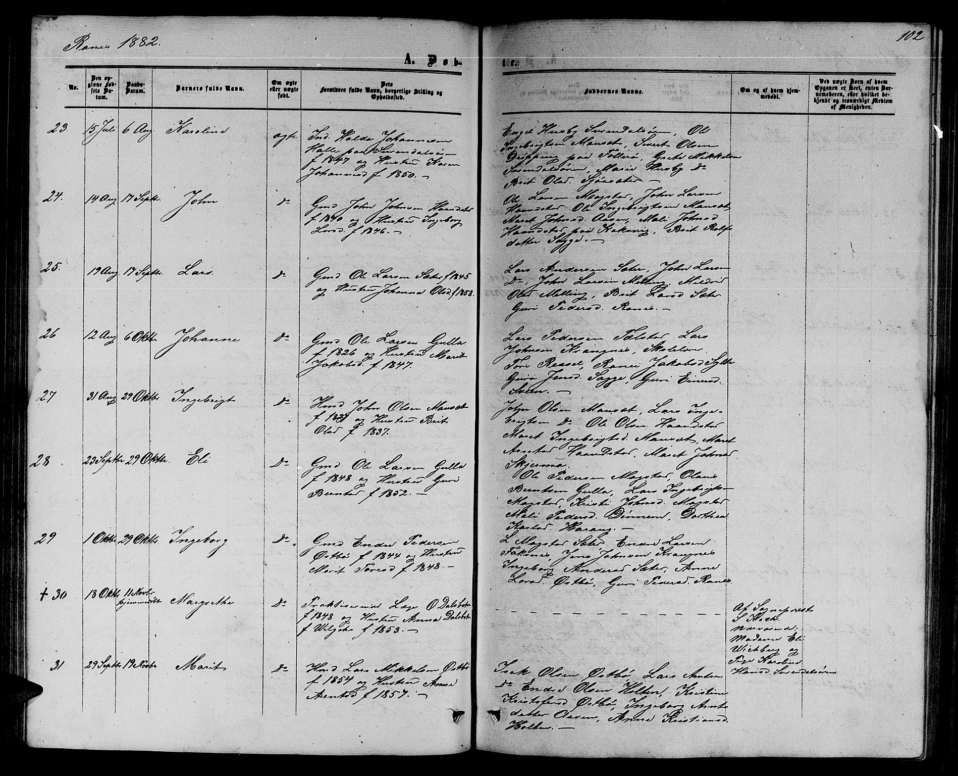 Ministerialprotokoller, klokkerbøker og fødselsregistre - Møre og Romsdal, SAT/A-1454/595/L1051: Parish register (copy) no. 595C03, 1866-1891, p. 102