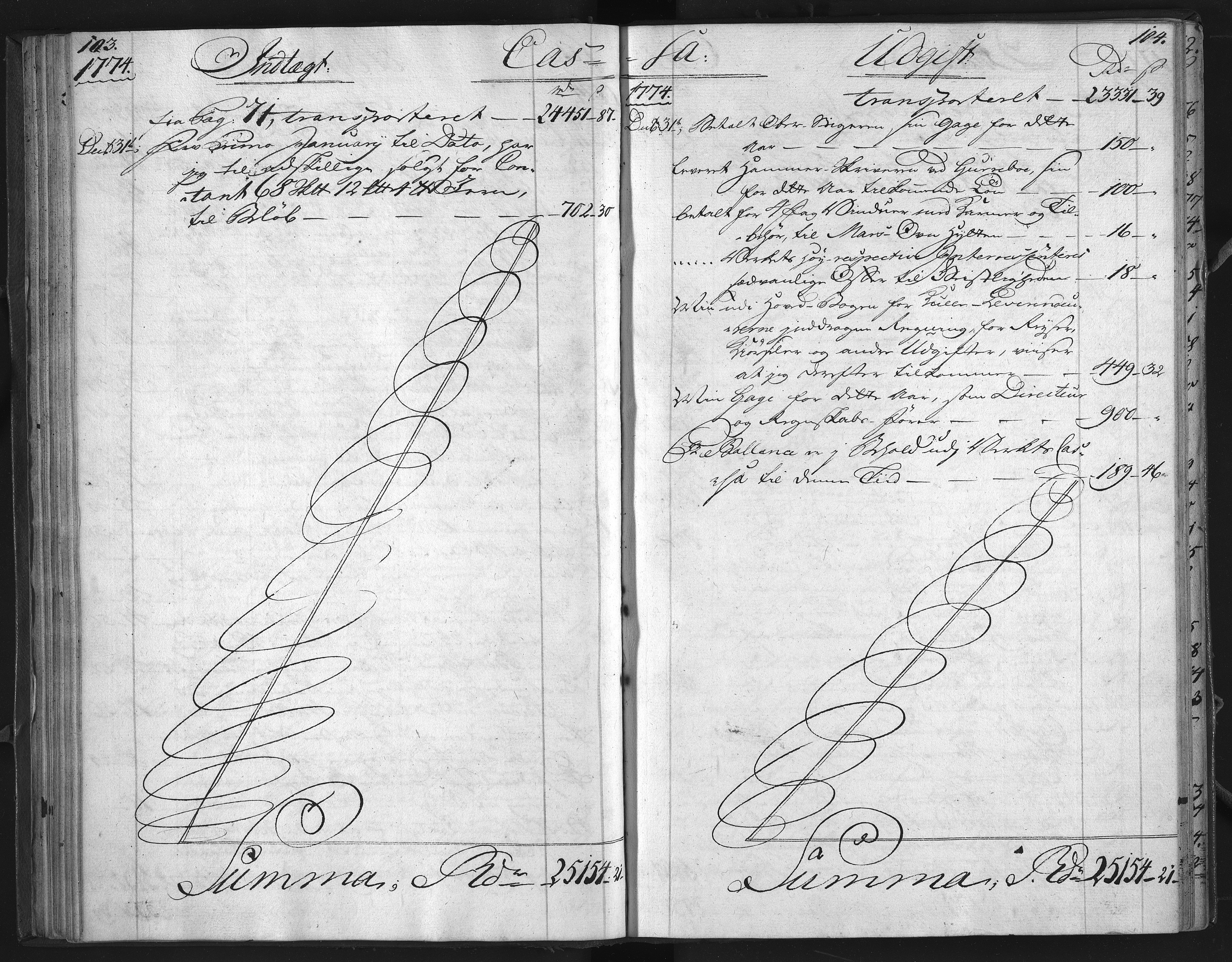 Froland Verk, AAKS/DA-1023/1/01/L0004: Kassabok, 1772-1776, p. 103-104