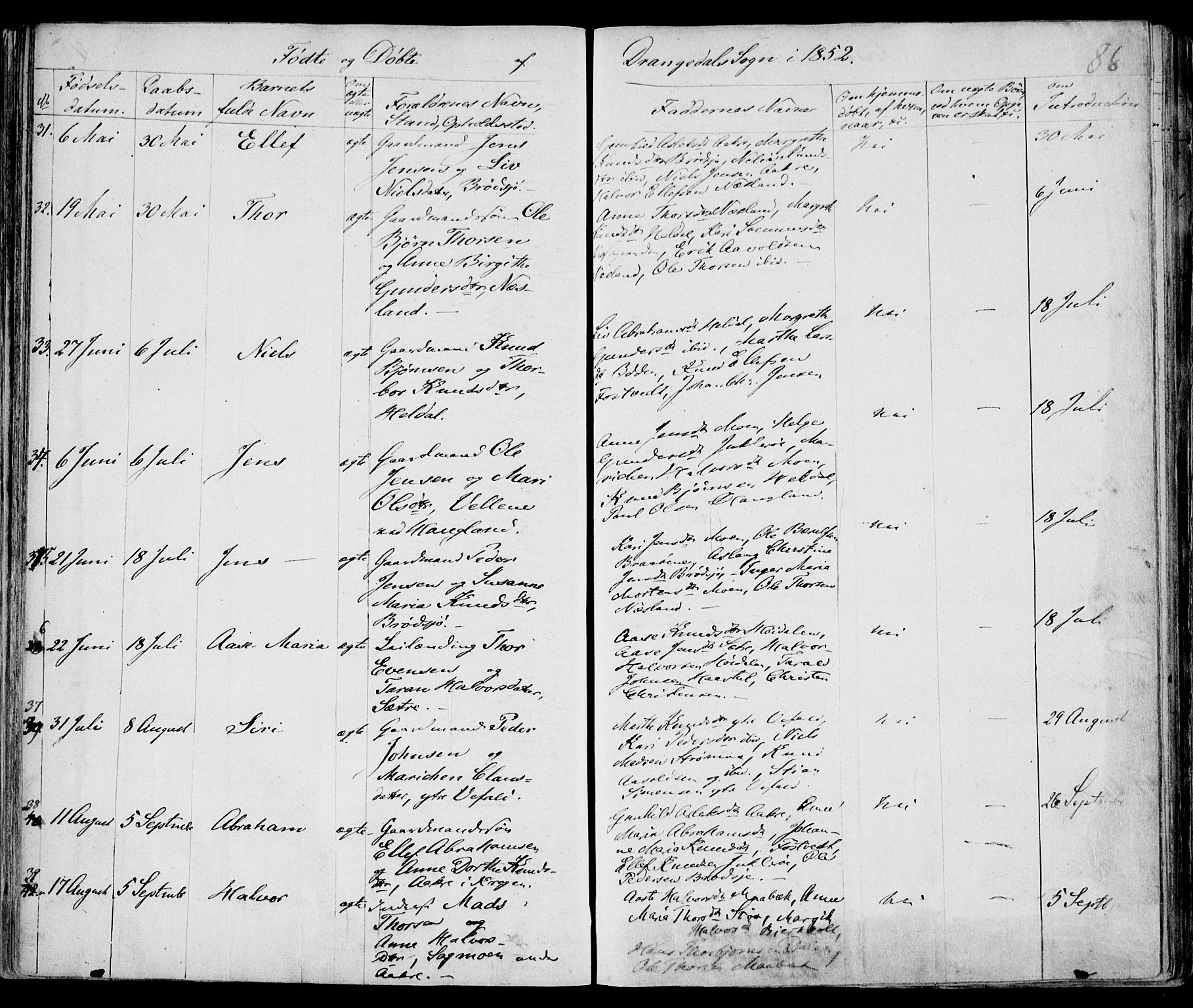 Drangedal kirkebøker, AV/SAKO-A-258/F/Fa/L0007a: Parish register (official) no. 7a, 1837-1856, p. 86