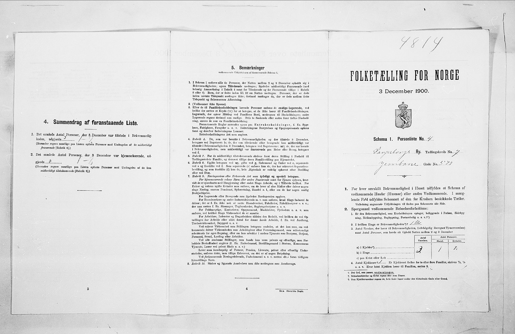 SAO, 1900 census for Sarpsborg, 1900