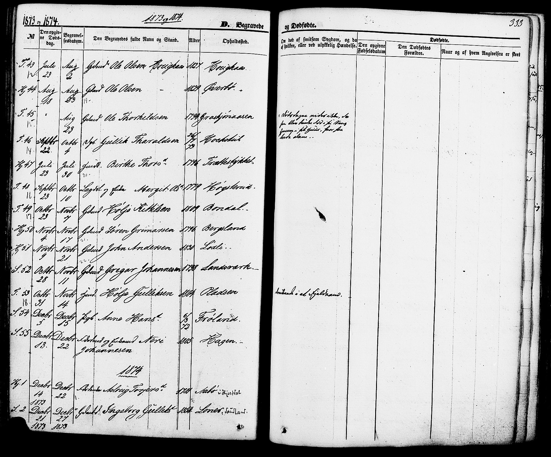 Hjartdal kirkebøker, SAKO/A-270/F/Fa/L0009: Parish register (official) no. I 9, 1860-1879, p. 333