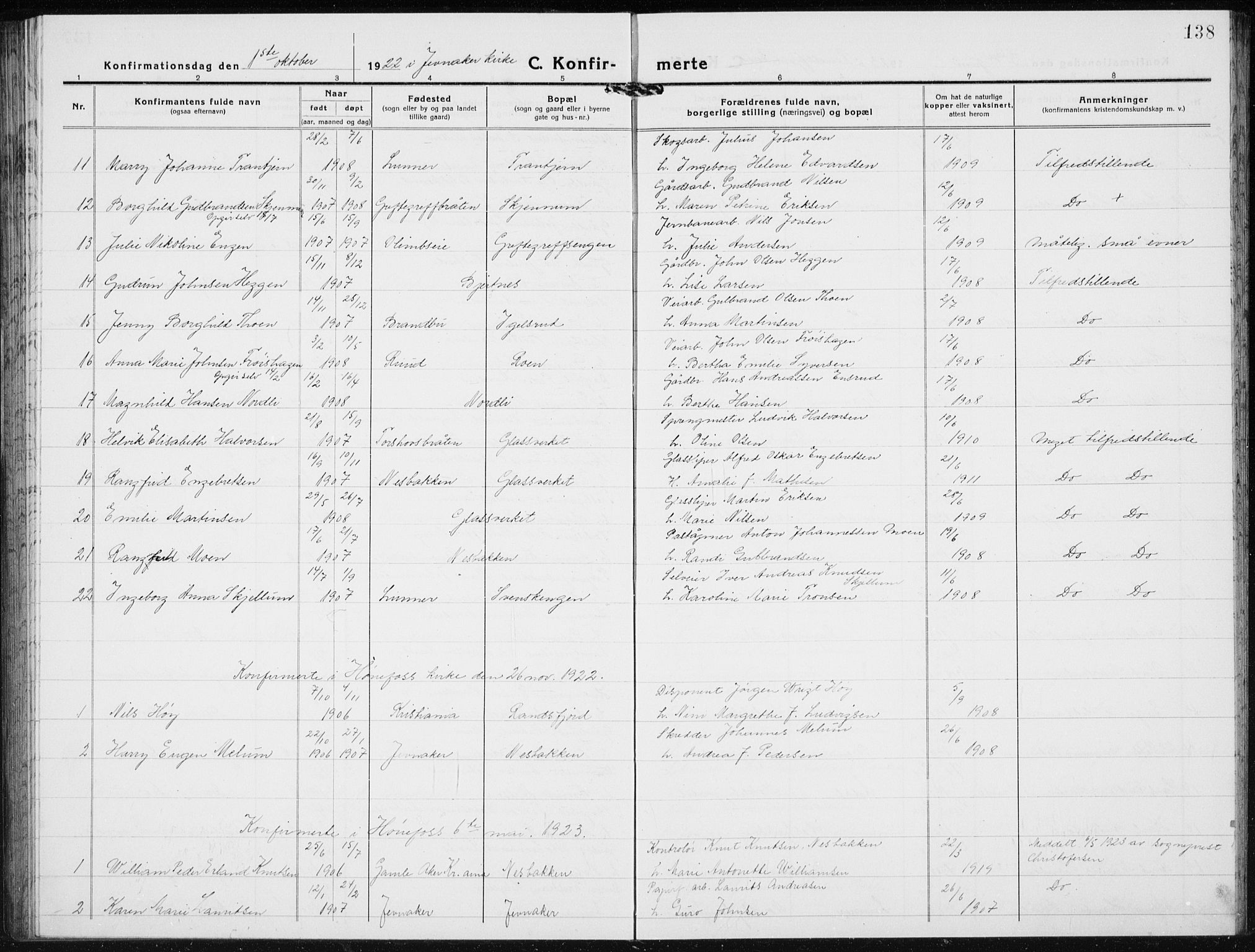 Jevnaker prestekontor, SAH/PREST-116/H/Ha/Hab/L0005: Parish register (copy) no. 5, 1919-1934, p. 138