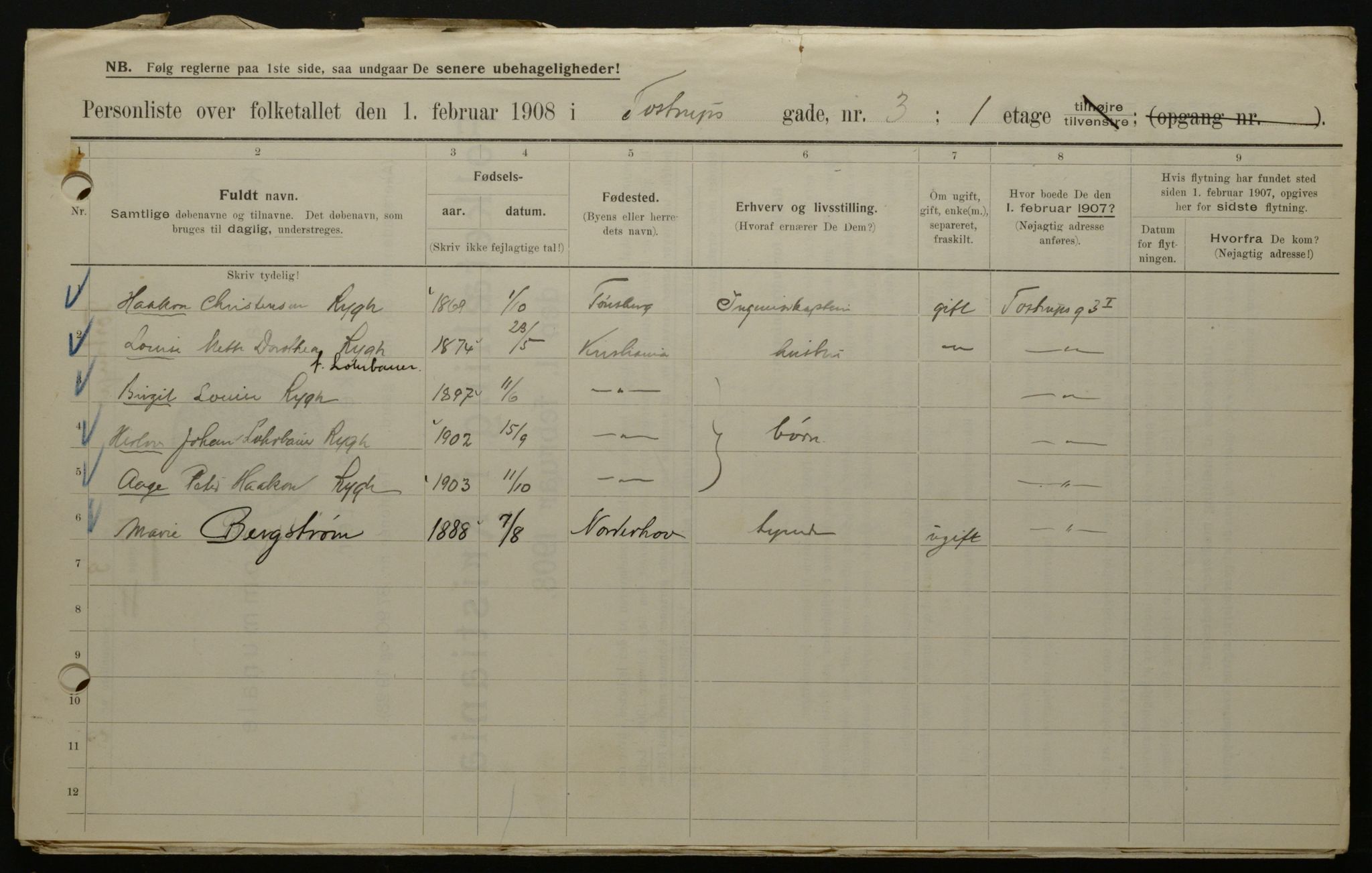 OBA, Municipal Census 1908 for Kristiania, 1908, p. 103656