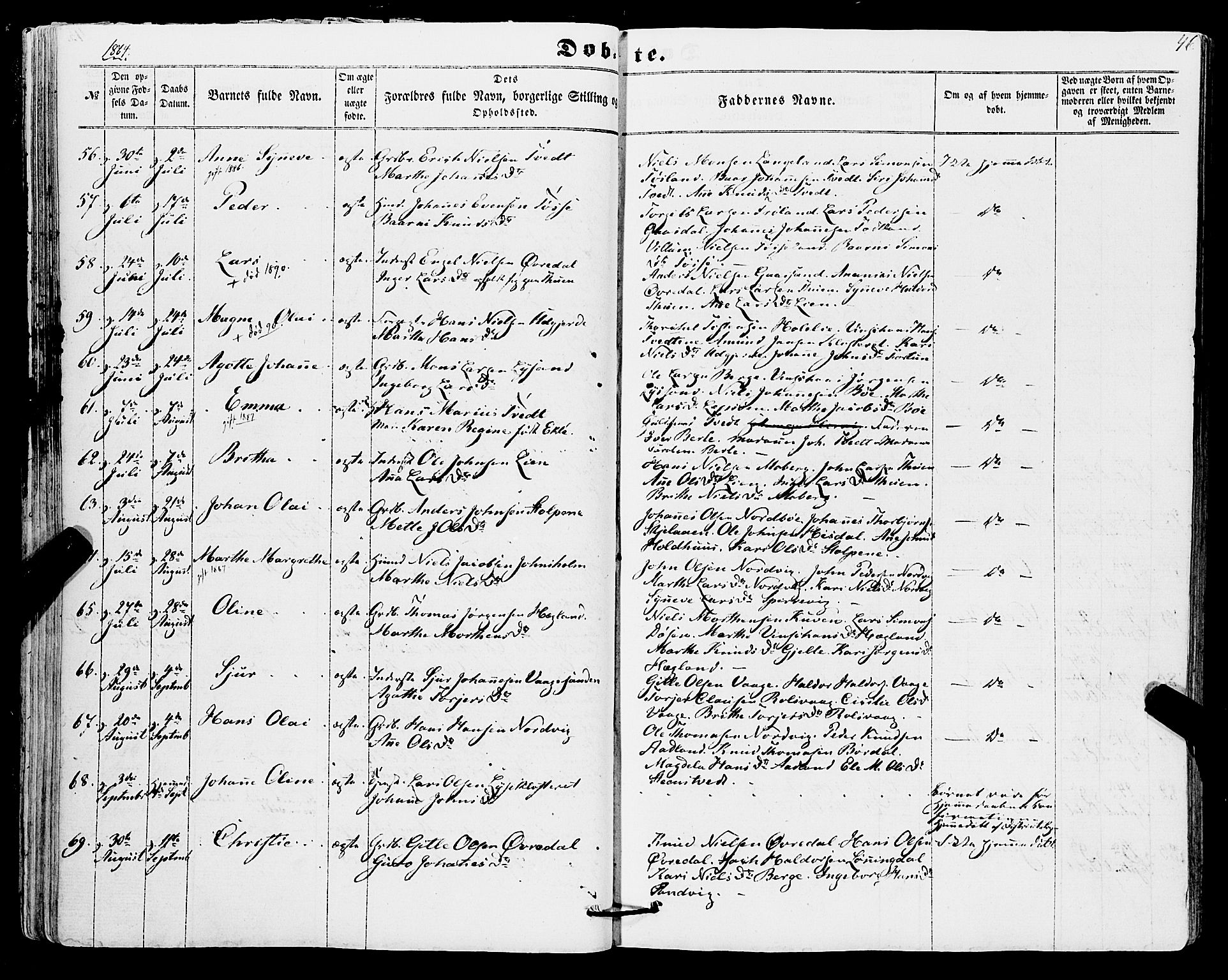 Os sokneprestembete, AV/SAB-A-99929: Parish register (official) no. A 17, 1860-1873, p. 46