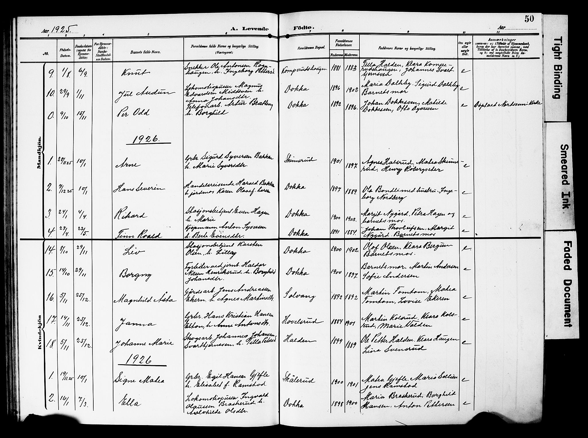 Nordre Land prestekontor, SAH/PREST-124/H/Ha/Hab/L0001: Parish register (copy) no. 1, 1908-1931, p. 50