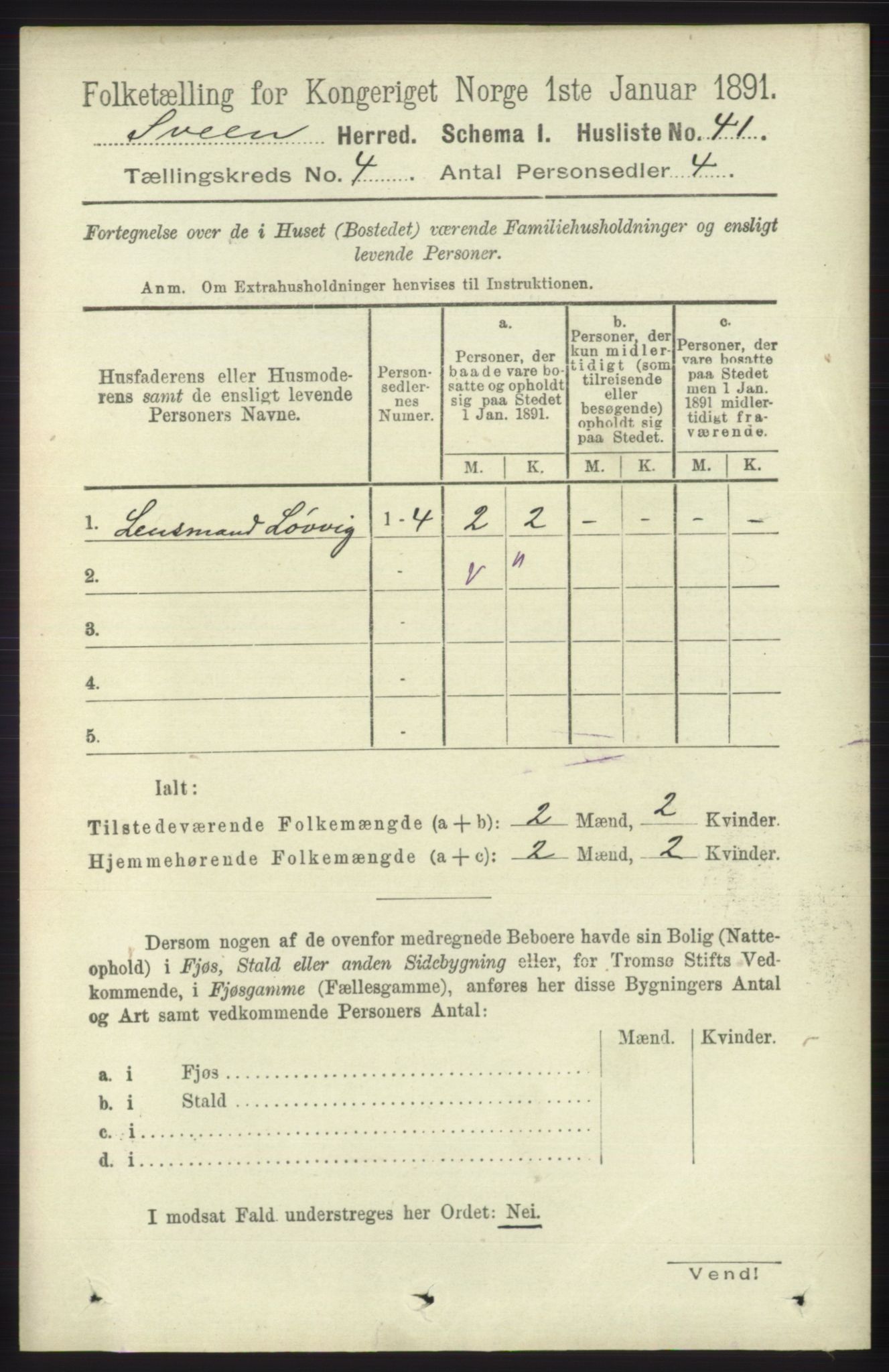 RA, 1891 census for 1216 Sveio, 1891, p. 1134