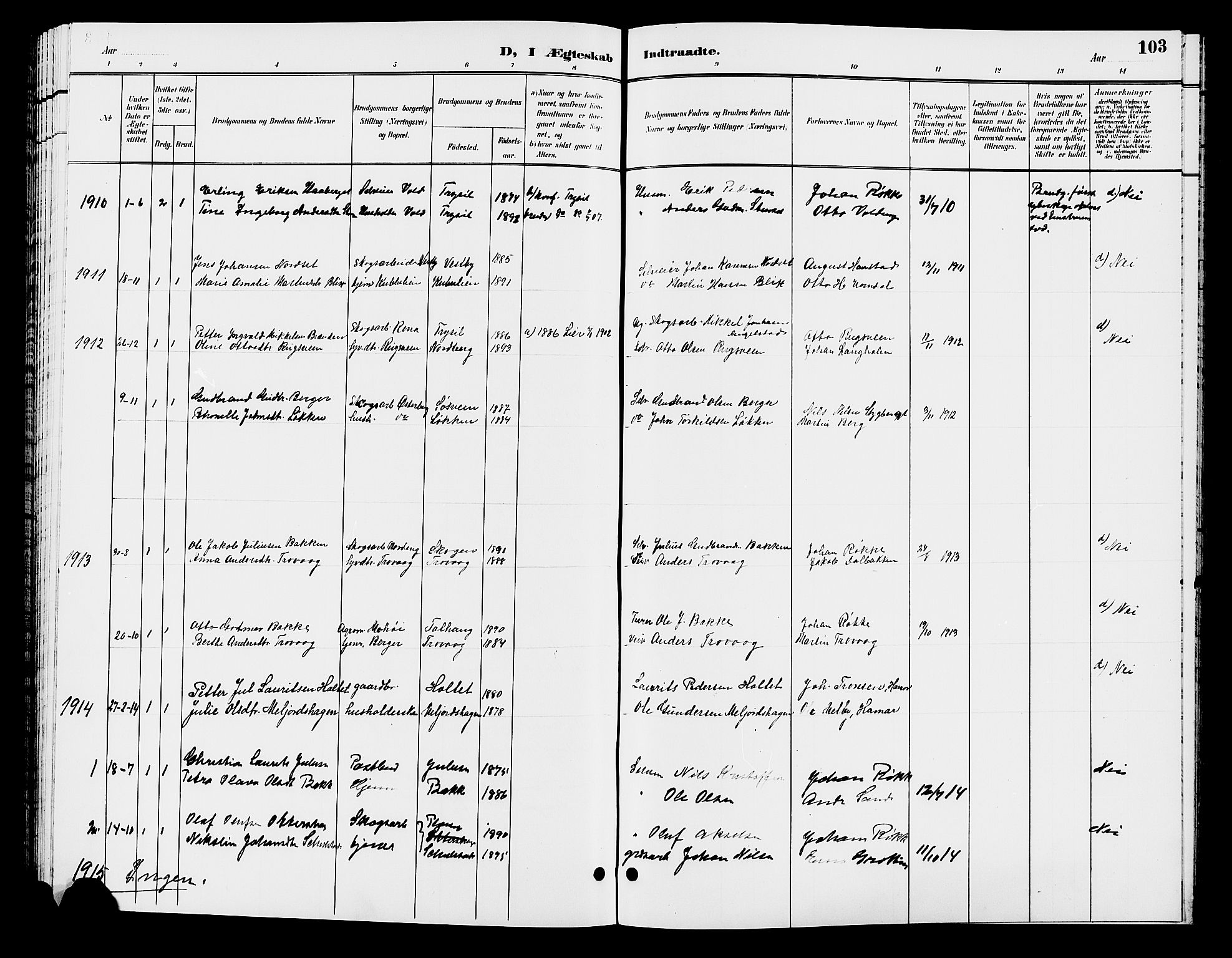 Elverum prestekontor, AV/SAH-PREST-044/H/Ha/Hab/L0007: Parish register (copy) no. 7, 1896-1914, p. 103