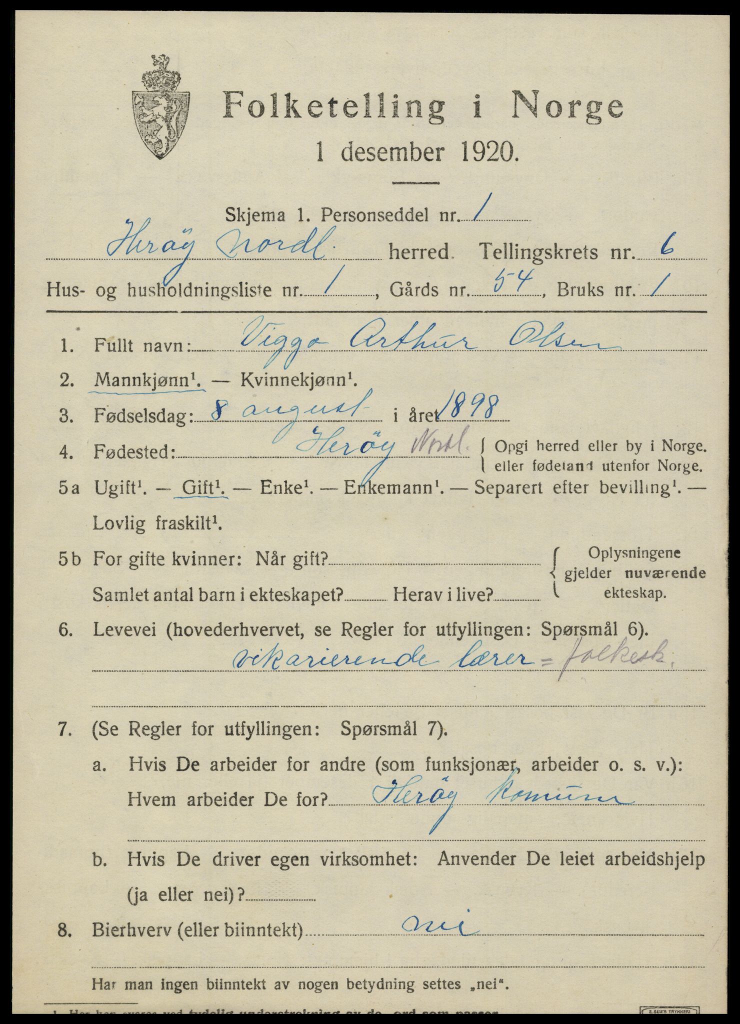 SAT, 1920 census for Herøy, 1920, p. 4128