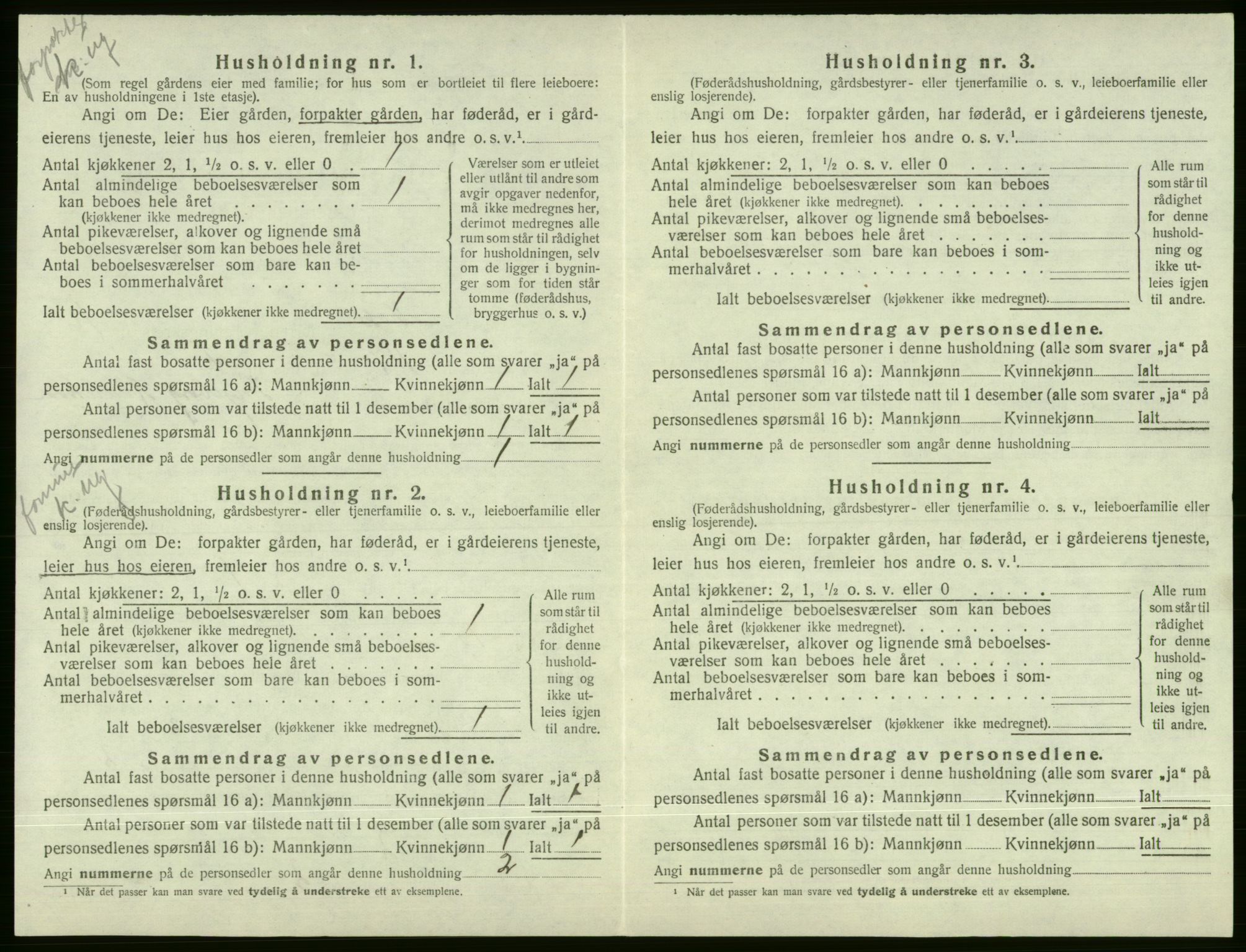 SAB, 1920 census for Voss, 1920, p. 1612