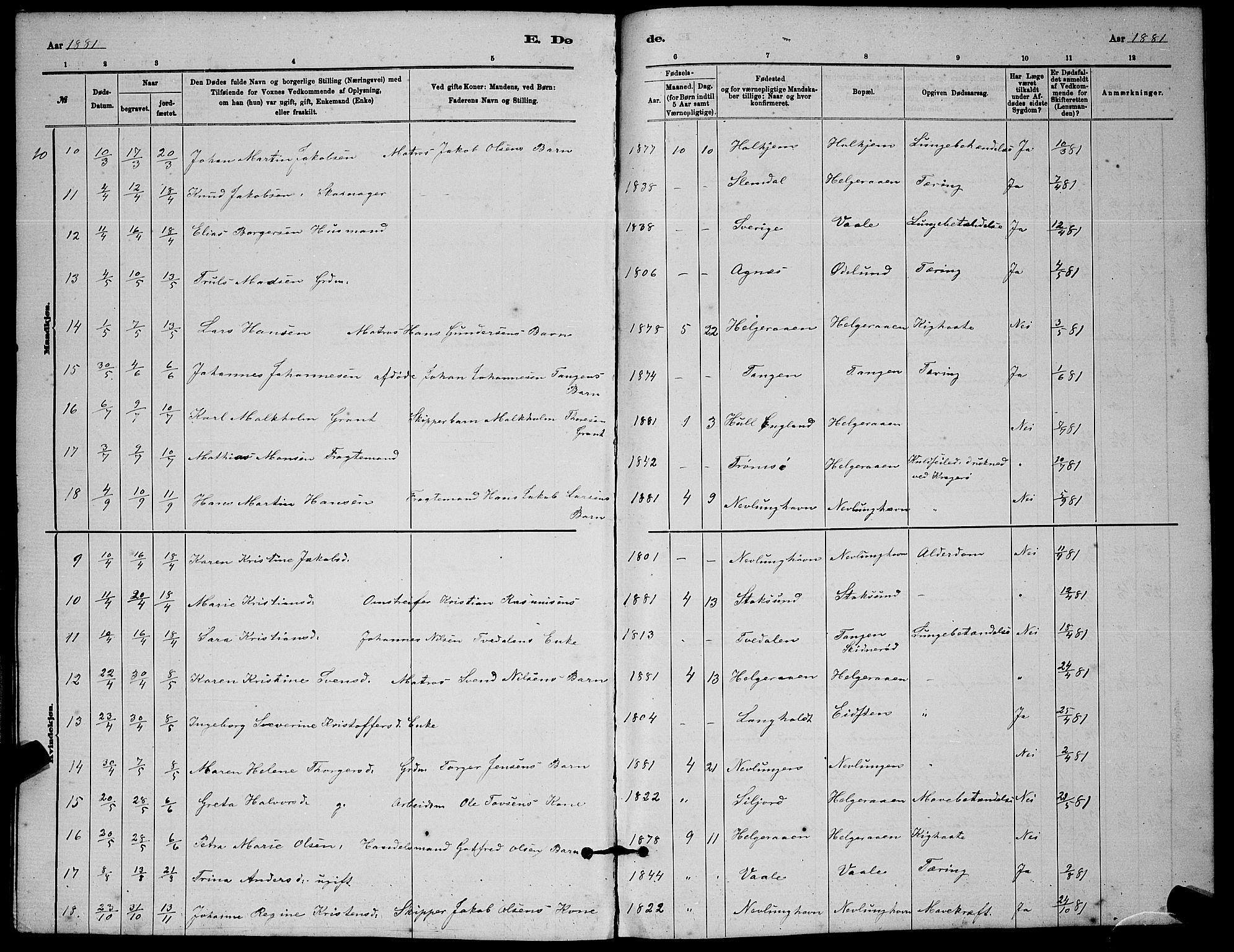 Brunlanes kirkebøker, SAKO/A-342/G/Gb/L0002: Parish register (copy) no. II 2, 1878-1902