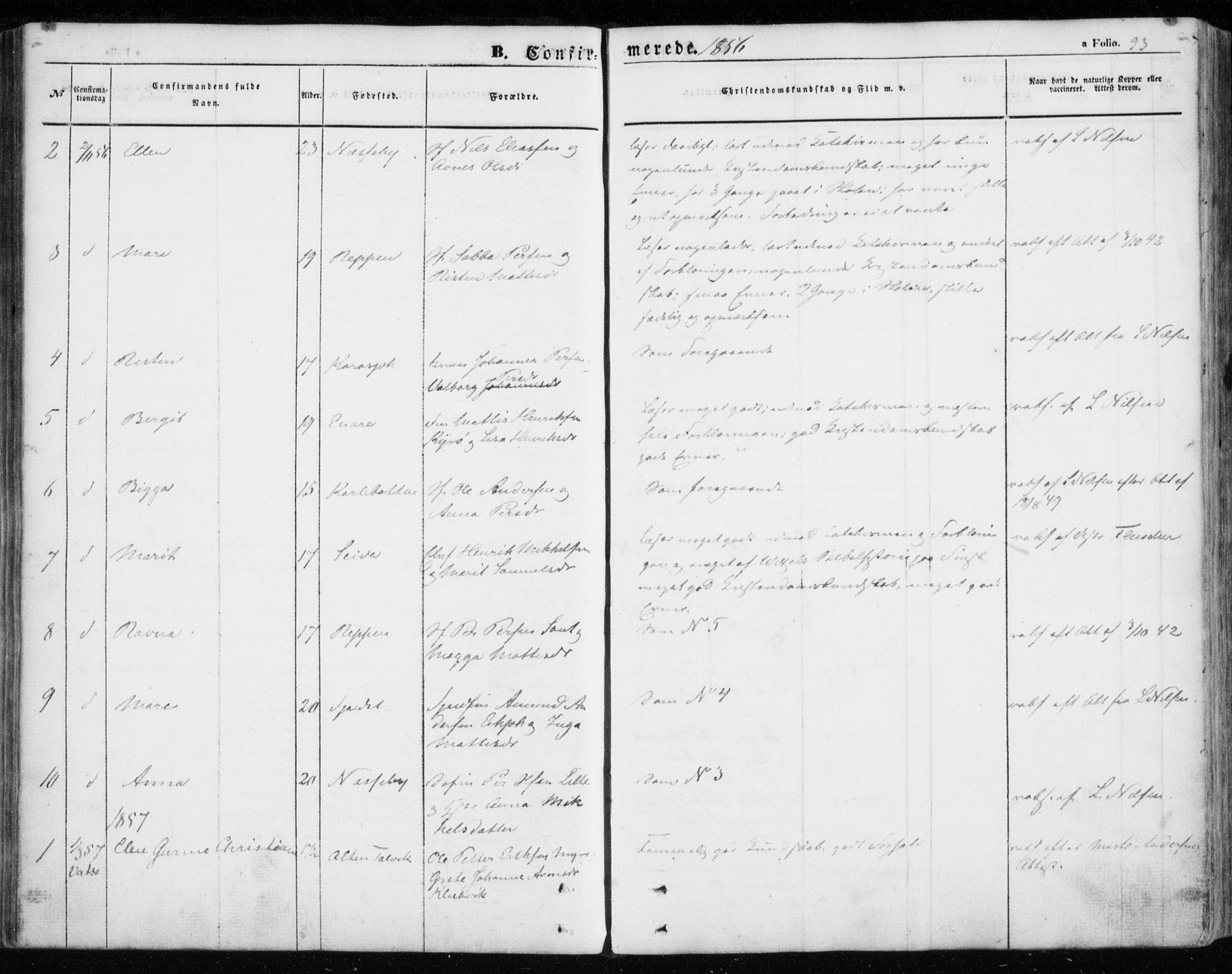 Nesseby sokneprestkontor, SATØ/S-1330/H/Ha/L0002kirke: Parish register (official) no. 2, 1856-1864, p. 93