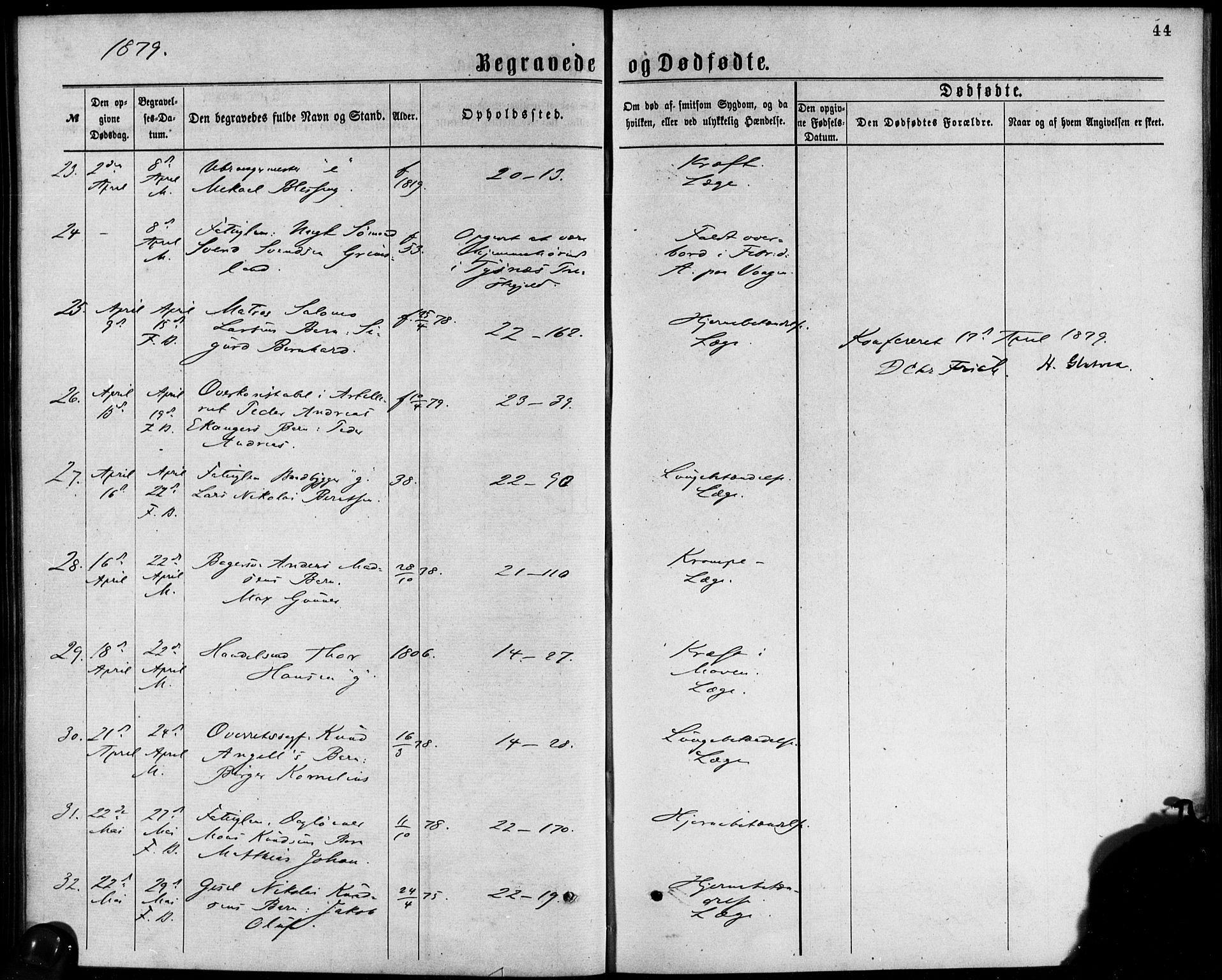 Korskirken sokneprestembete, AV/SAB-A-76101/H/Haa/L0046: Parish register (official) no. E 4, 1875-1883, p. 44