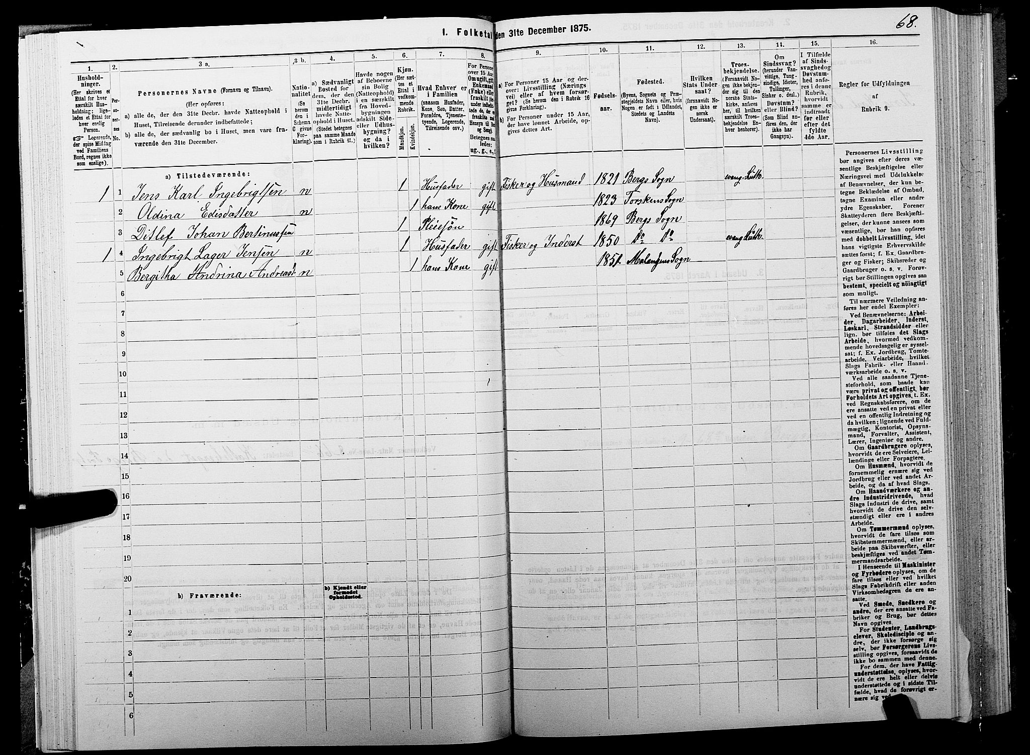 SATØ, 1875 census for 1929P Berg, 1875, p. 1068