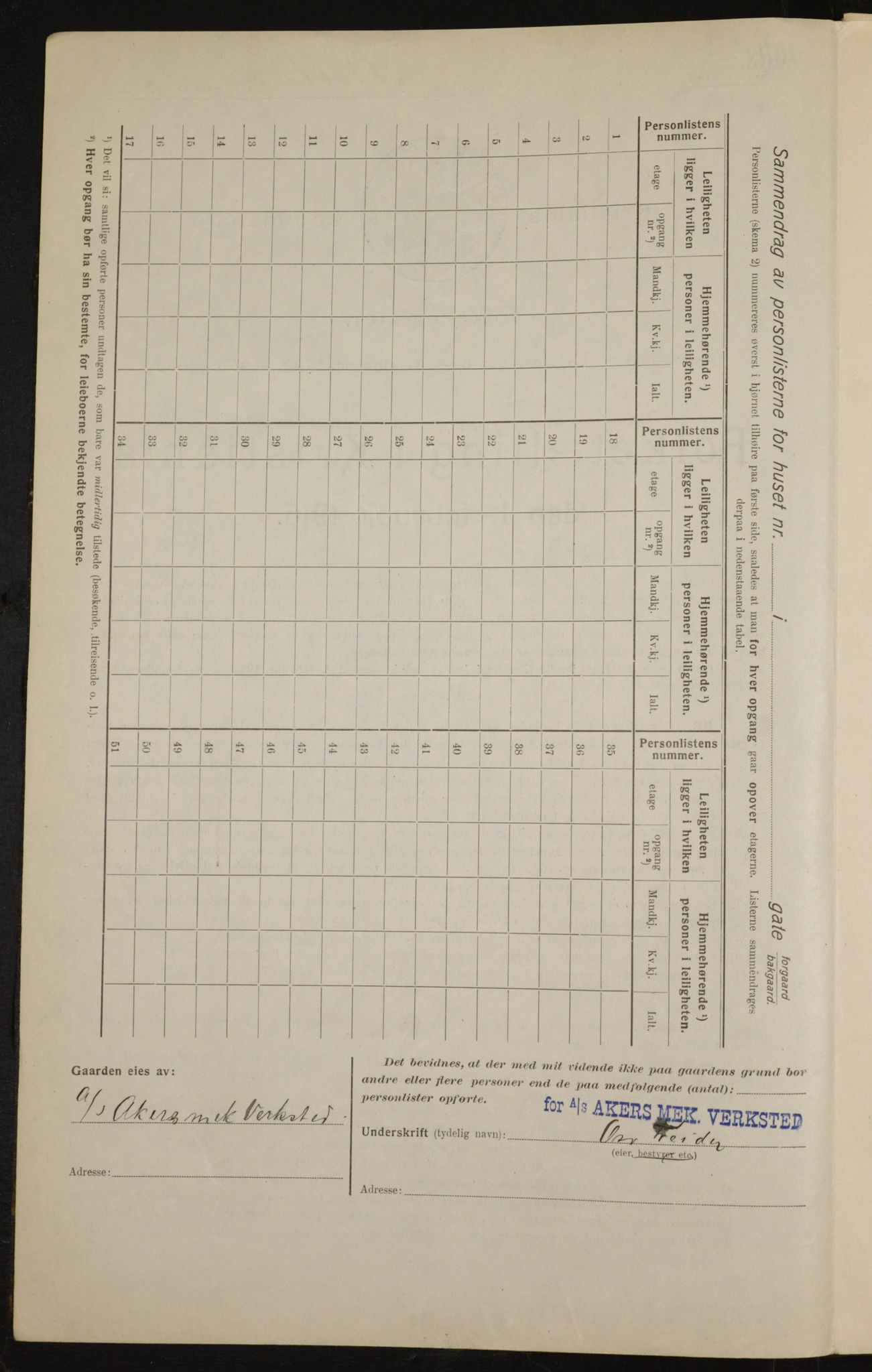 OBA, Municipal Census 1916 for Kristiania, 1916, p. 107209