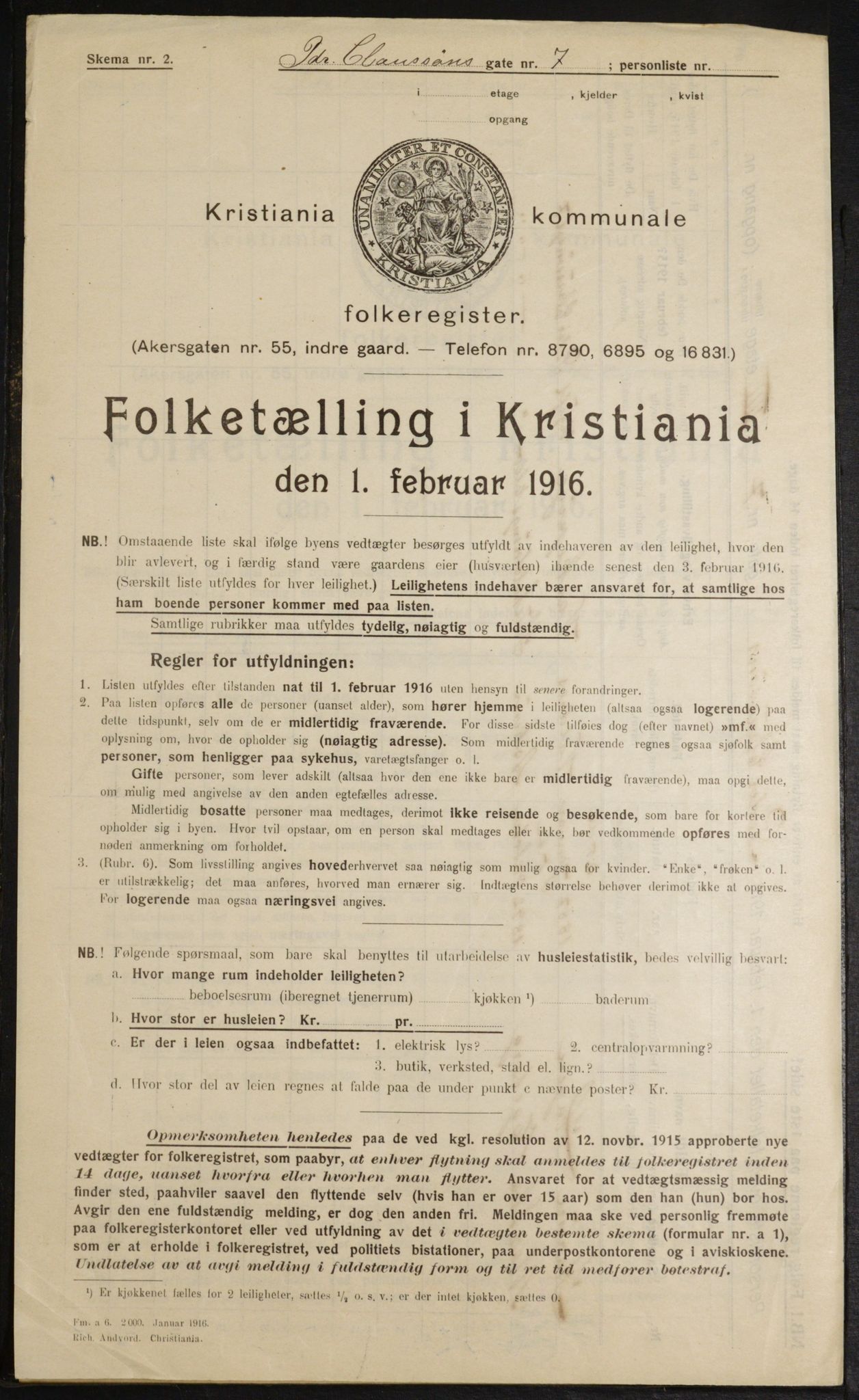 OBA, Municipal Census 1916 for Kristiania, 1916, p. 80734