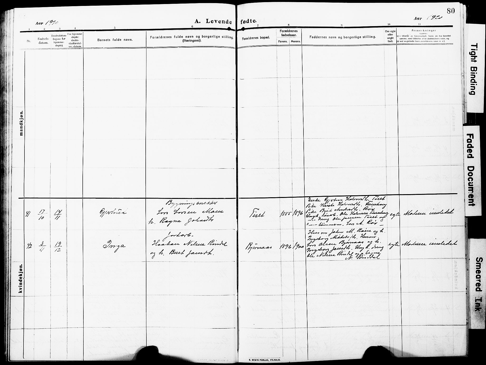 Ministerialprotokoller, klokkerbøker og fødselsregistre - Møre og Romsdal, AV/SAT-A-1454/598/L1079: Parish register (copy) no. 598C04, 1909-1927, p. 80