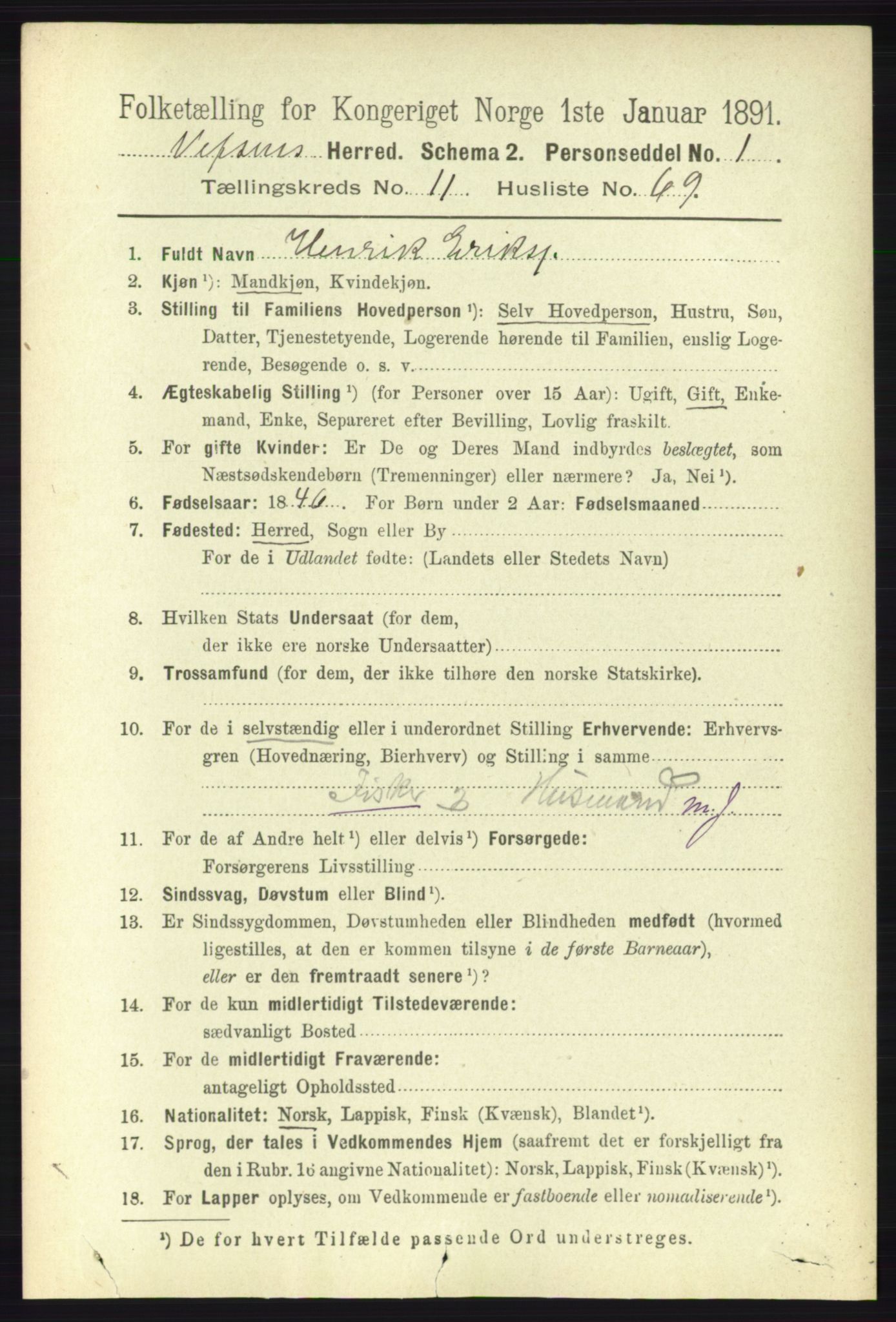 RA, 1891 census for 1824 Vefsn, 1891, p. 6049