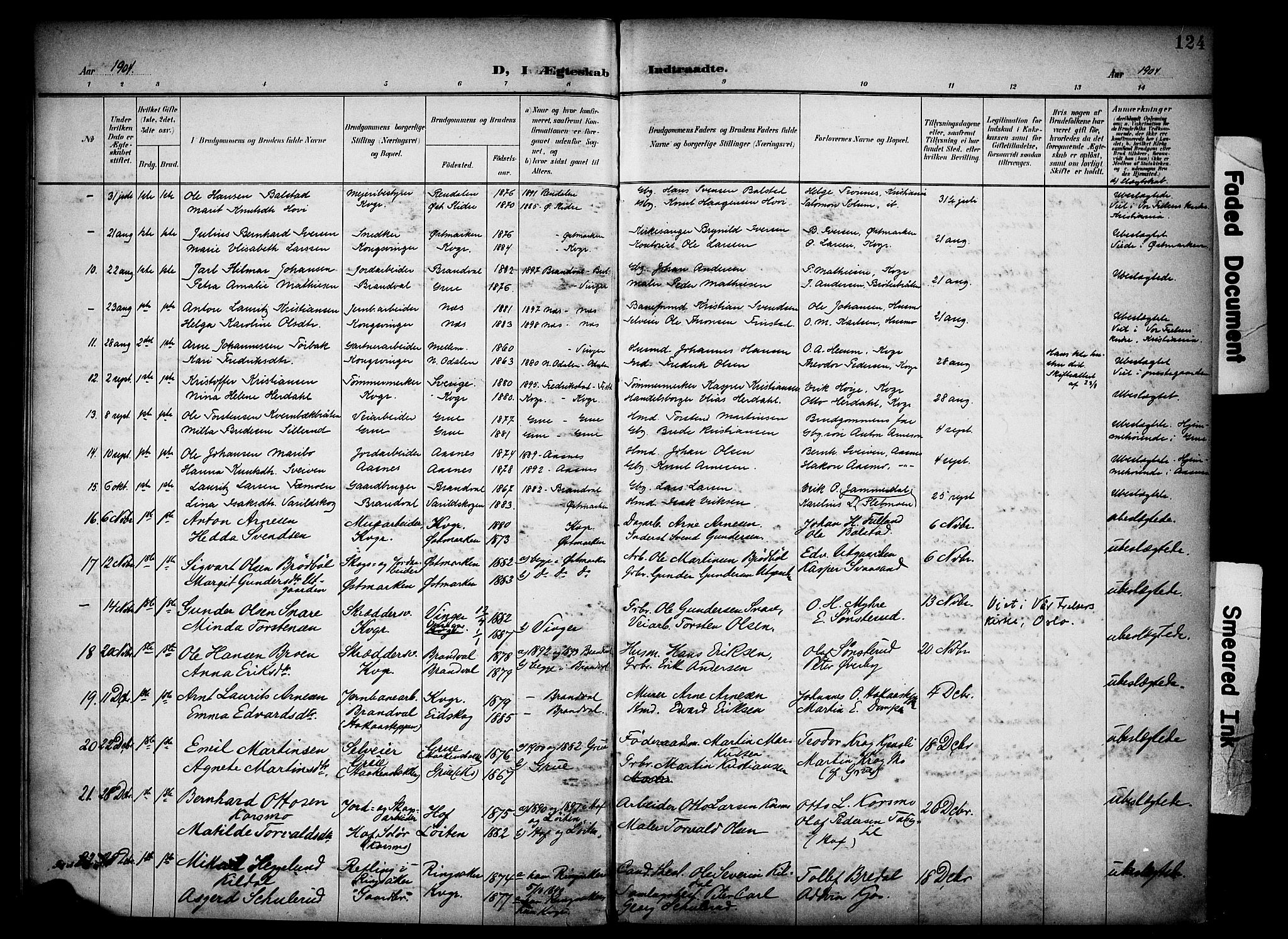 Vinger prestekontor, AV/SAH-PREST-024/H/Ha/Haa/L0016: Parish register (official) no. 16, 1898-1920, p. 124