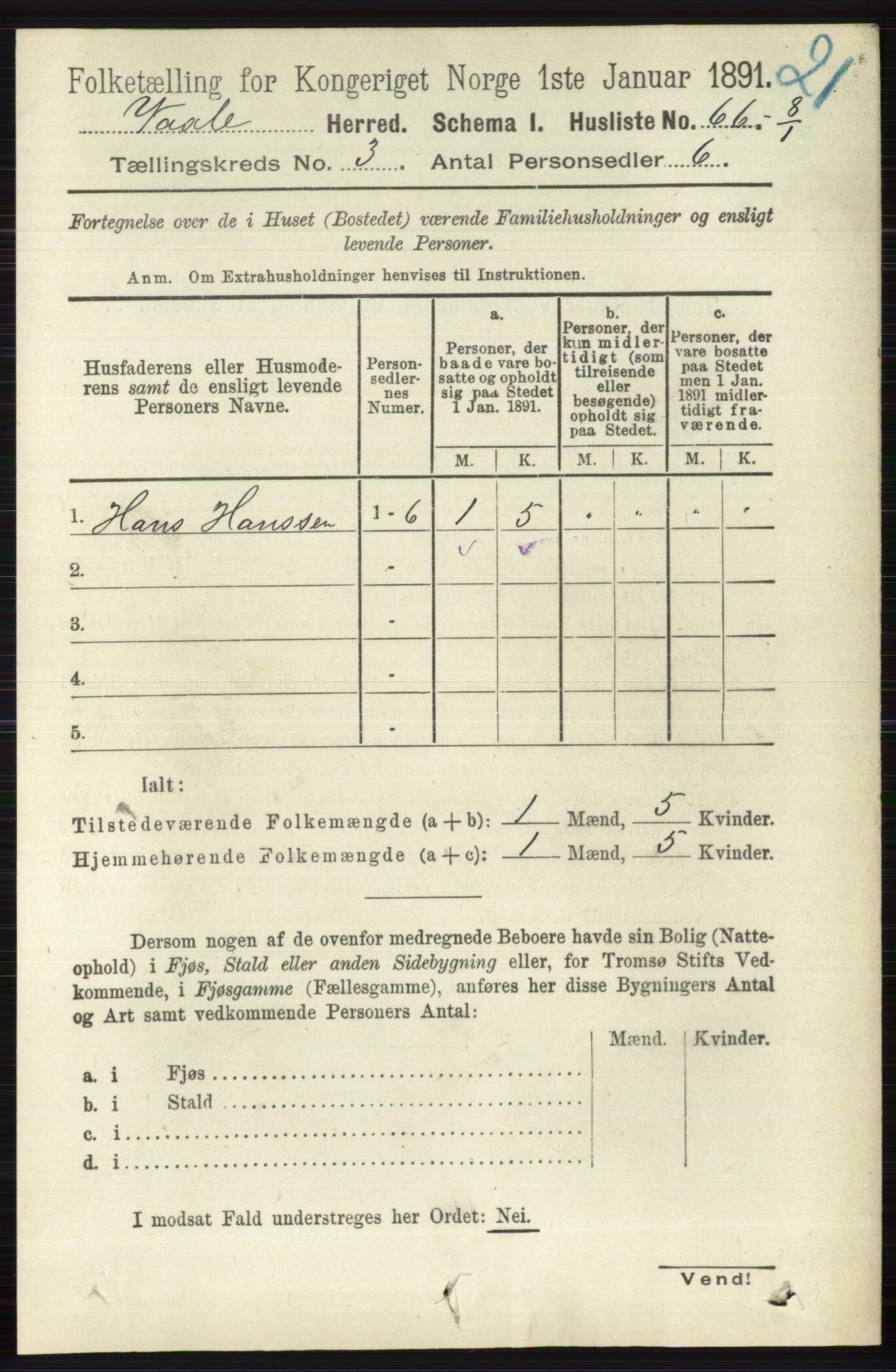 RA, 1891 census for 0716 Våle, 1891, p. 548