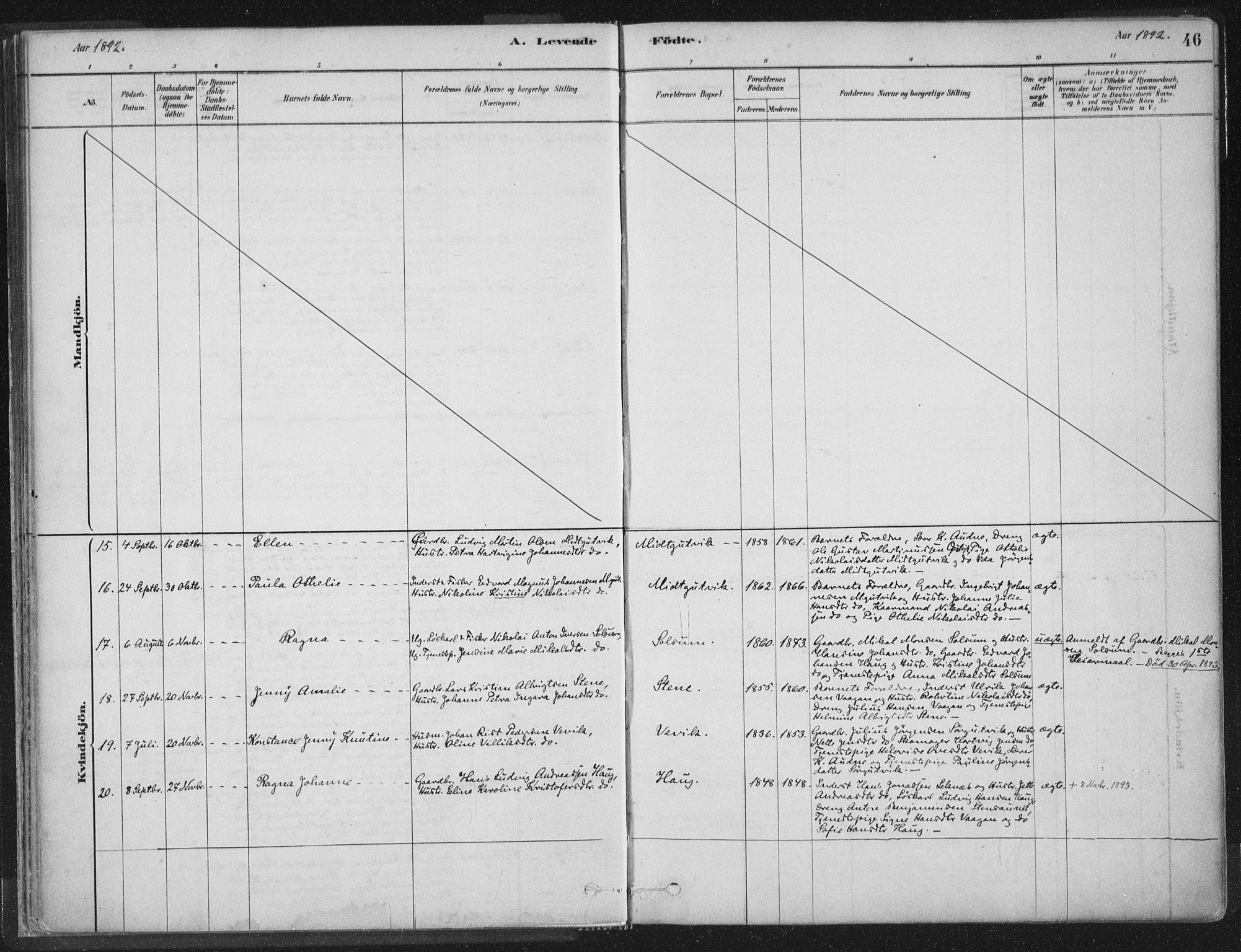 Ministerialprotokoller, klokkerbøker og fødselsregistre - Nord-Trøndelag, SAT/A-1458/788/L0697: Parish register (official) no. 788A04, 1878-1902, p. 46