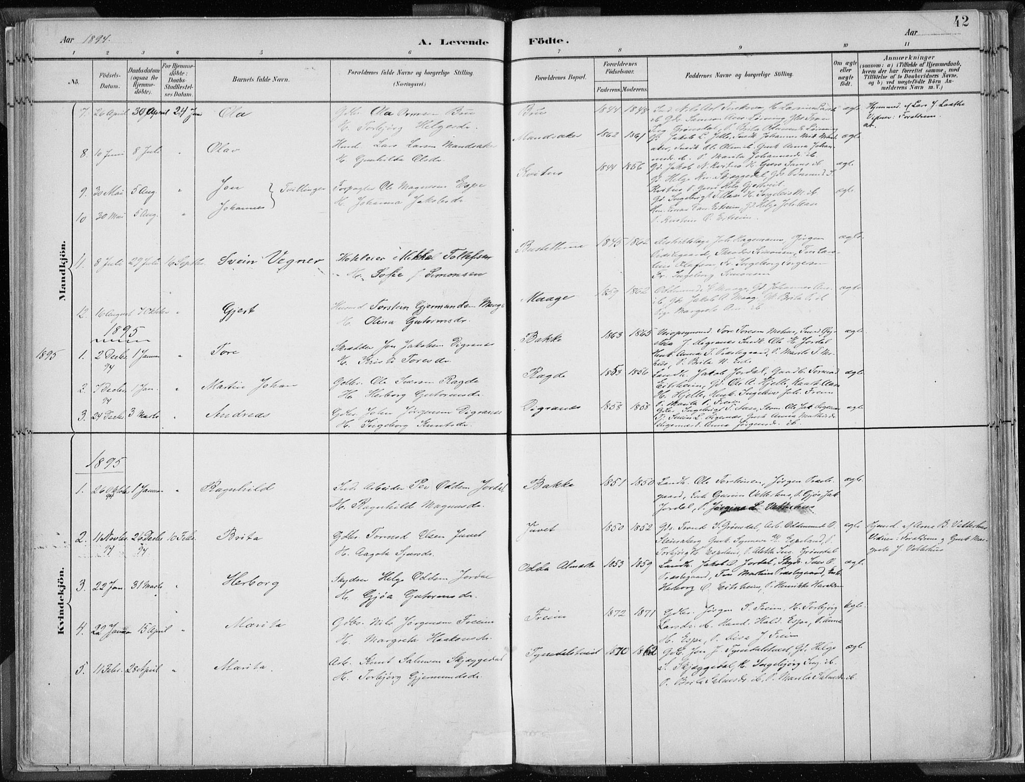 Odda Sokneprestembete, SAB/A-77201/H/Haa: Parish register (official) no. A  3, 1882-1913, p. 42