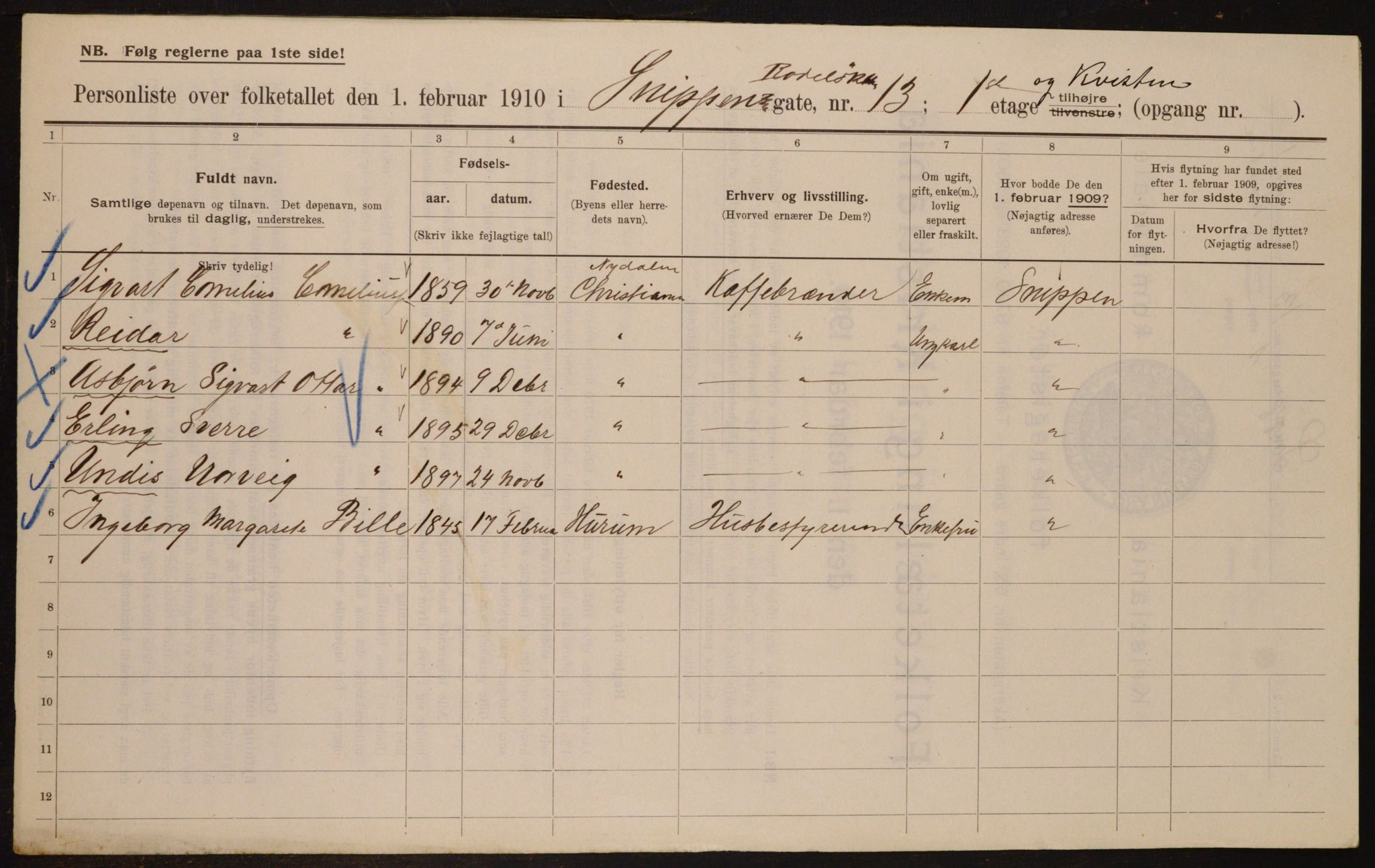 OBA, Municipal Census 1910 for Kristiania, 1910, p. 93493