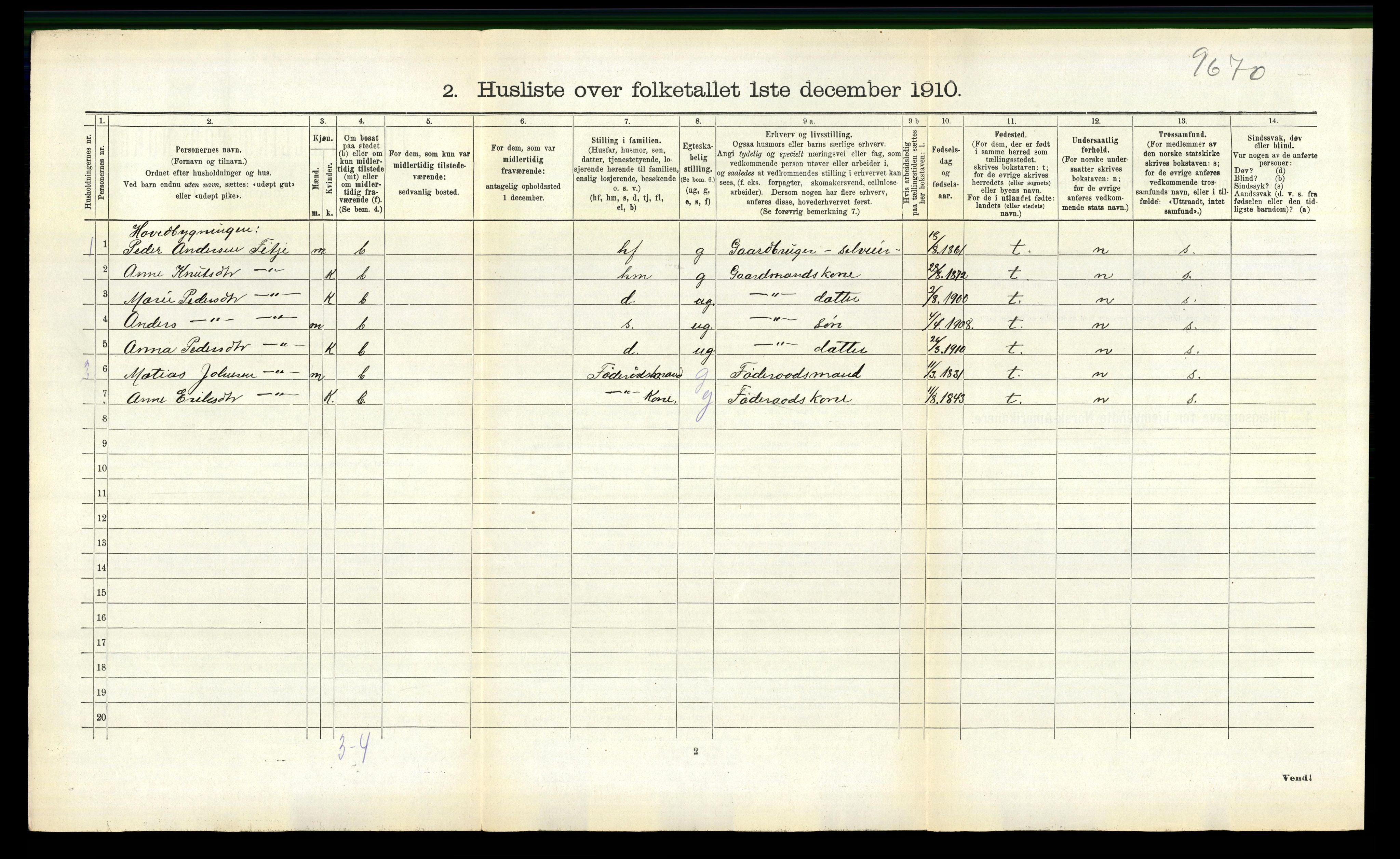 RA, 1910 census for Gloppen, 1910, p. 141