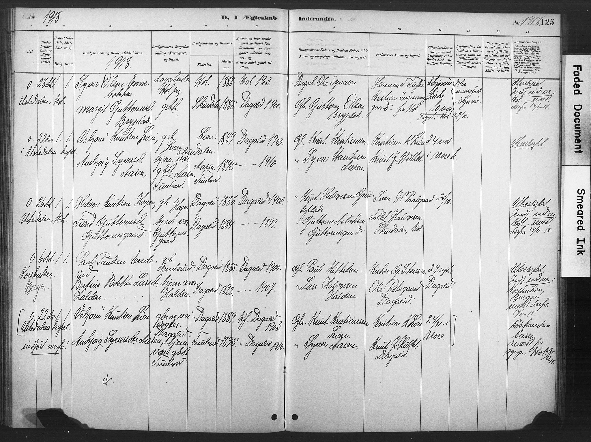 Nore kirkebøker, SAKO/A-238/F/Fd/L0001: Parish register (official) no. IV 1, 1878-1918, p. 125