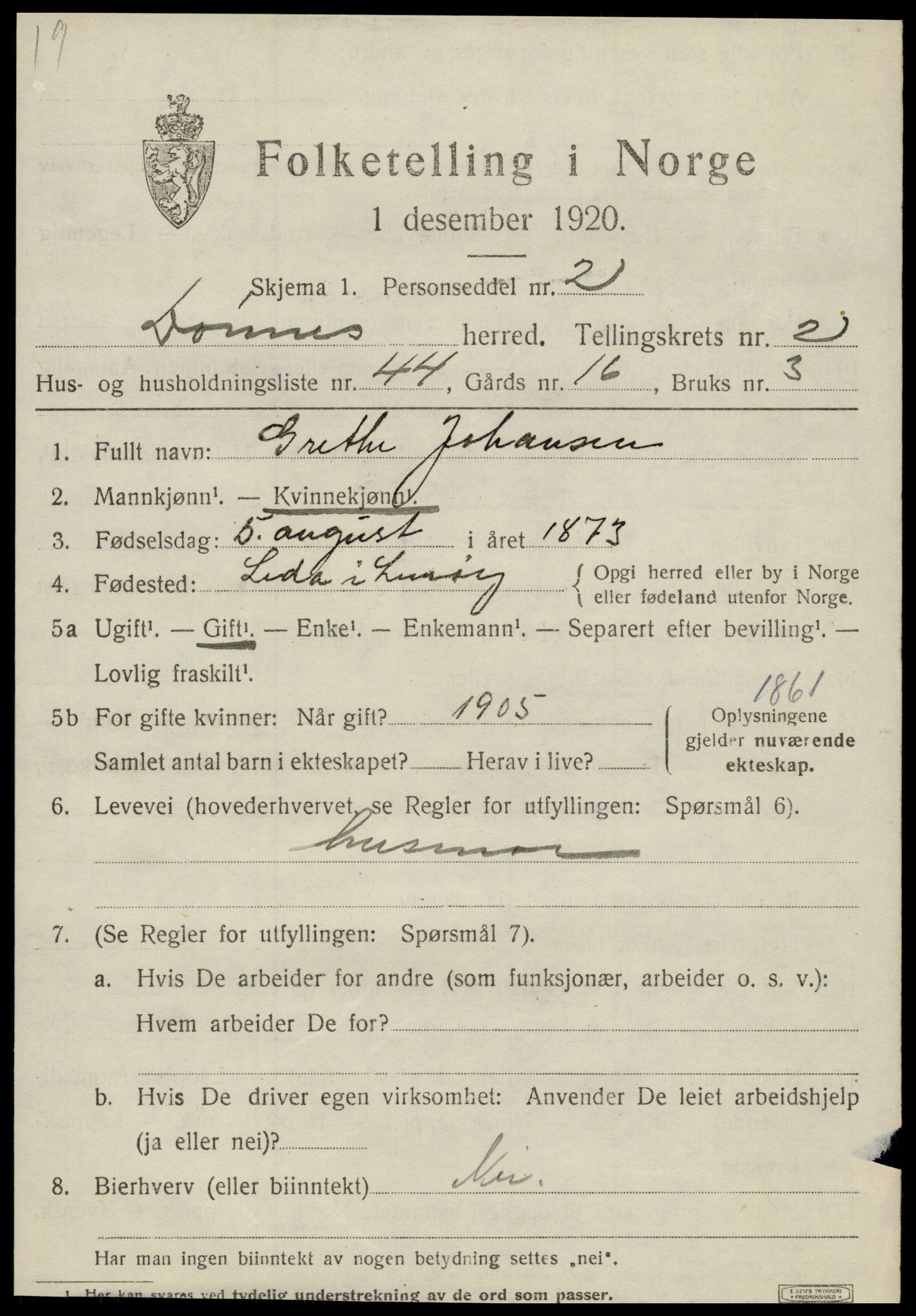 SAT, 1920 census for Dønnes, 1920, p. 1670