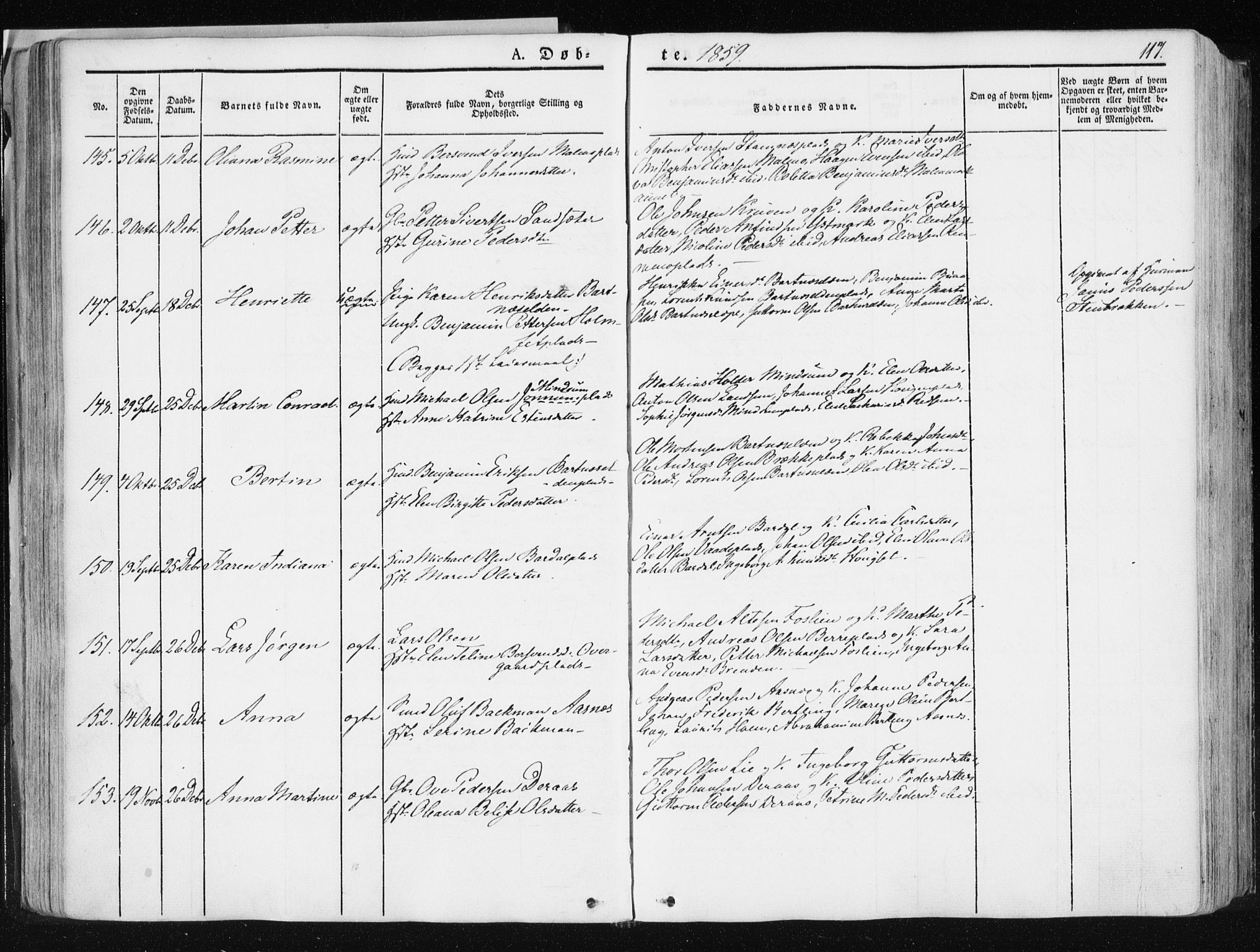 Ministerialprotokoller, klokkerbøker og fødselsregistre - Nord-Trøndelag, AV/SAT-A-1458/741/L0393: Parish register (official) no. 741A07, 1849-1863, p. 117