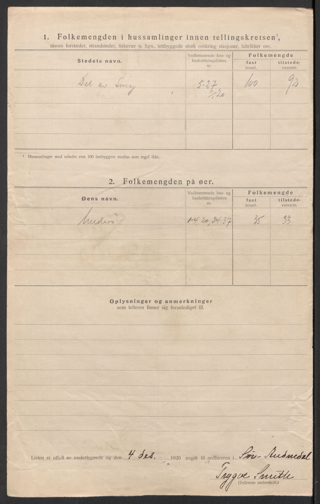 SAK, 1920 census for Sør-Audnedal, 1920, p. 54