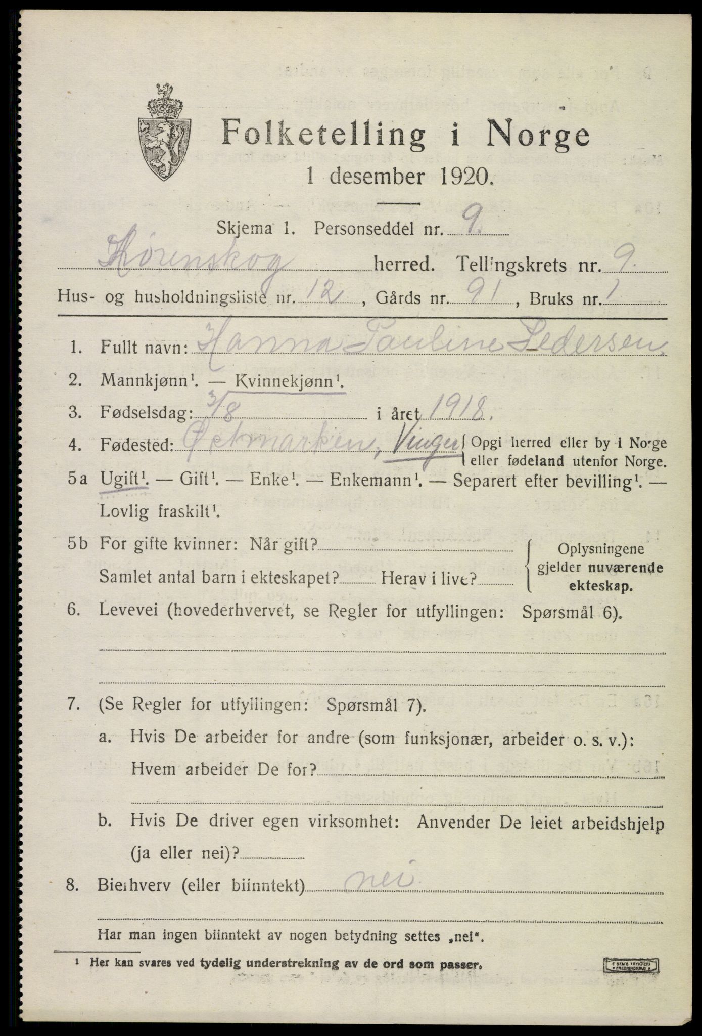 SAO, 1920 census for Lørenskog, 1920, p. 6908