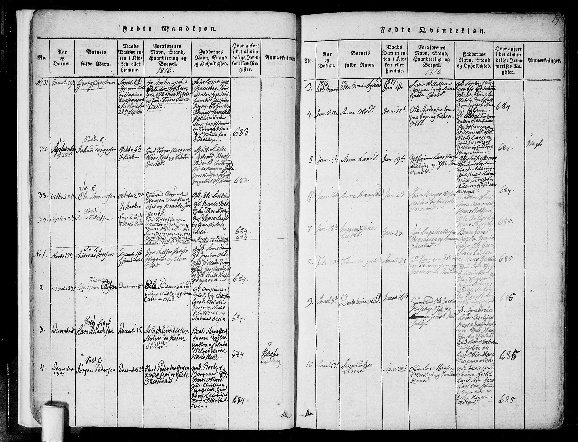 Rygge prestekontor Kirkebøker, SAO/A-10084b/F/Fa/L0003: Parish register (official) no. 3, 1814-1836, p. 18-19