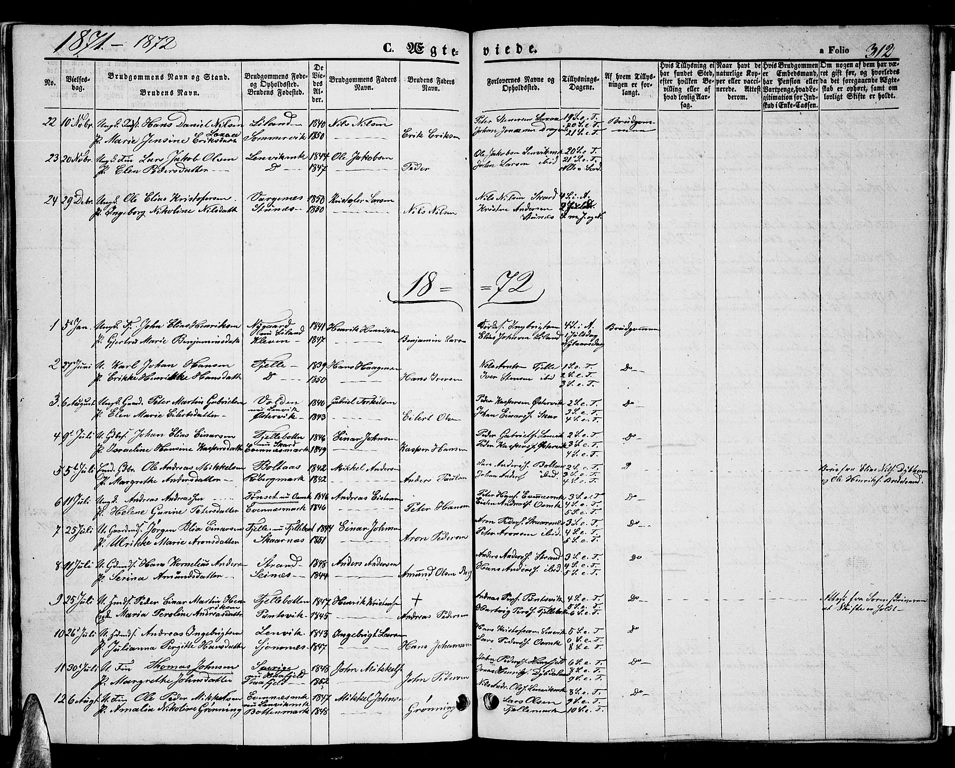 Ministerialprotokoller, klokkerbøker og fødselsregistre - Nordland, AV/SAT-A-1459/863/L0912: Parish register (copy) no. 863C02, 1858-1876, p. 312