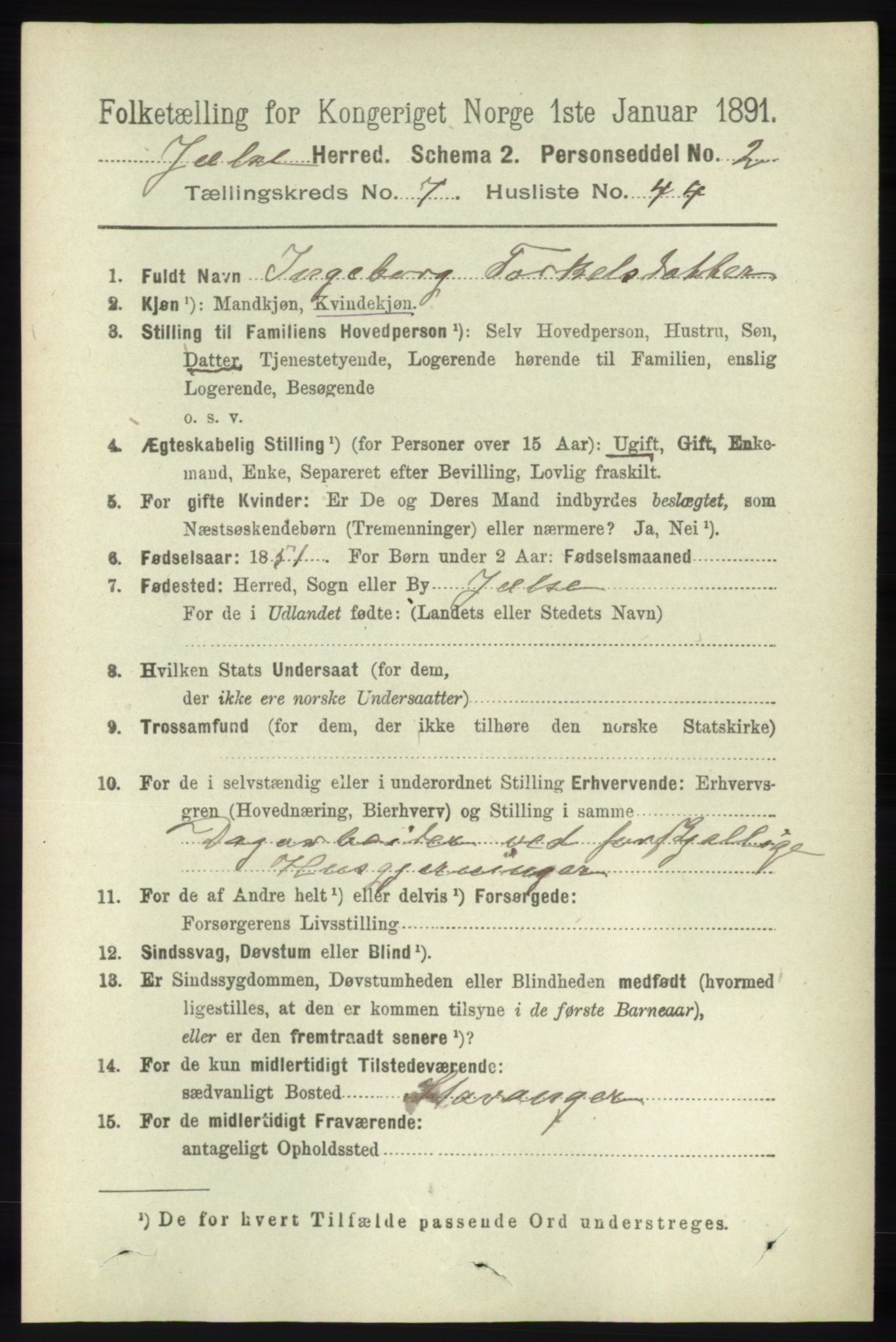 RA, 1891 census for 1138 Jelsa, 1891, p. 1744