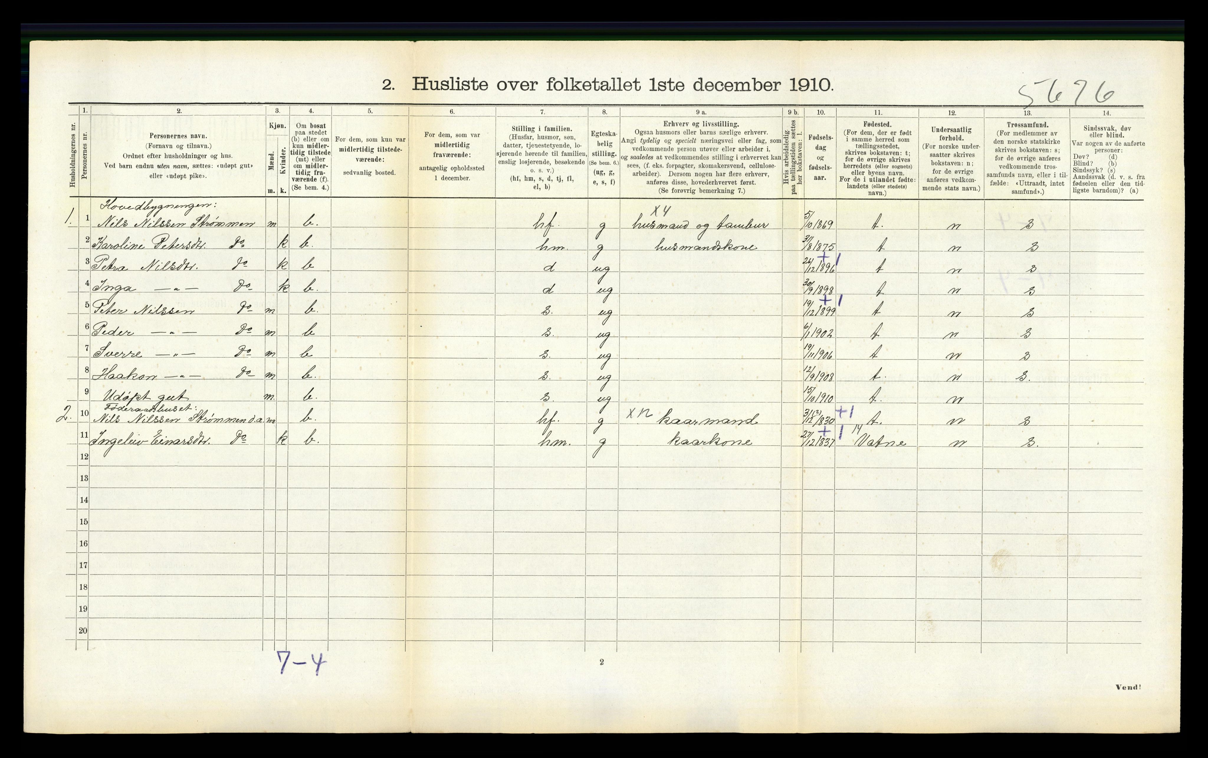 RA, 1910 census for Skodje, 1910, p. 280