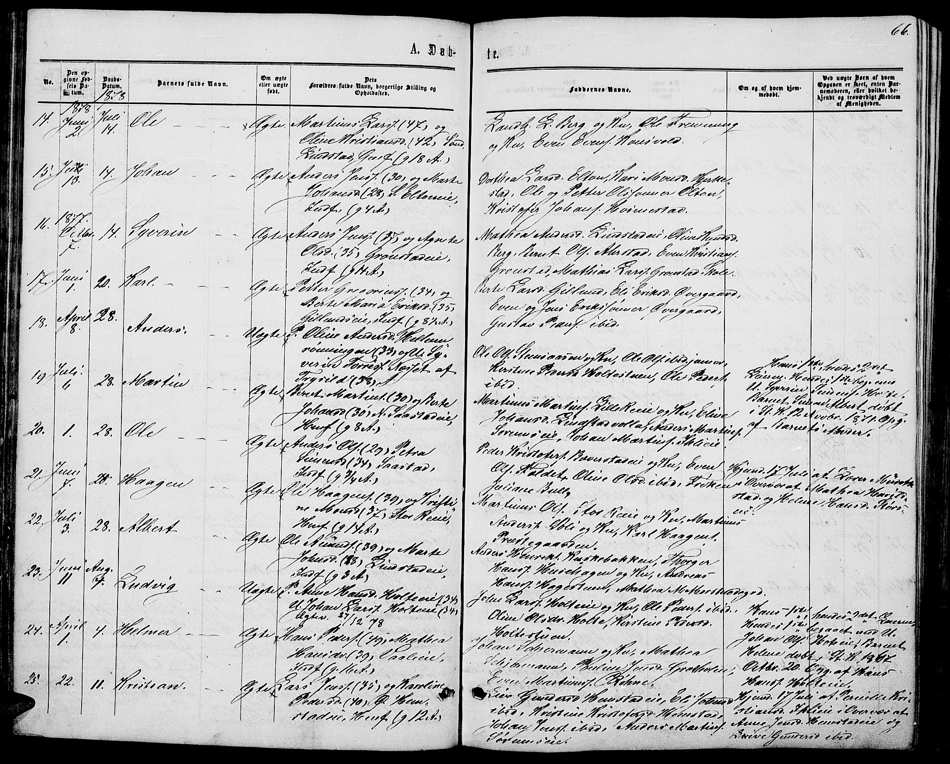 Stange prestekontor, AV/SAH-PREST-002/L/L0006: Parish register (copy) no. 6, 1864-1882, p. 66