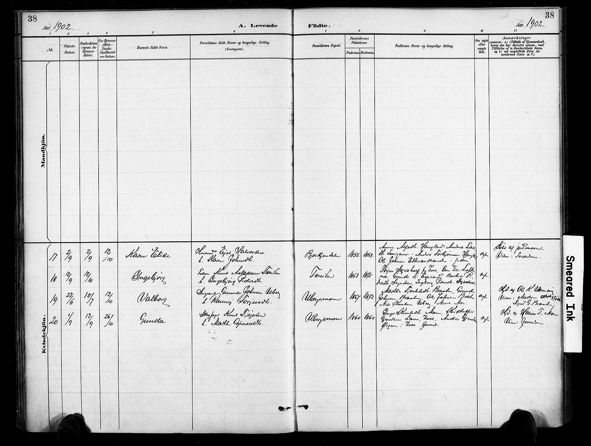 Gjerstad sokneprestkontor, SAK/1111-0014/F/Fa/Fab/L0005: Parish register (official) no. A 5, 1891-1908, p. 38