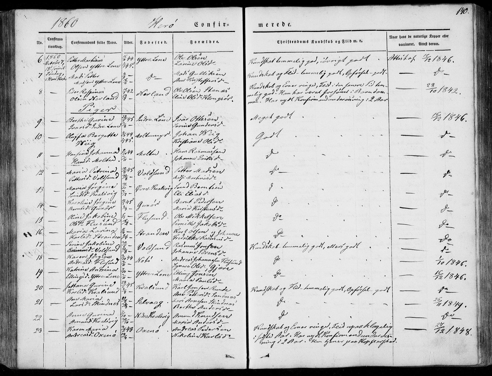 Ministerialprotokoller, klokkerbøker og fødselsregistre - Møre og Romsdal, AV/SAT-A-1454/507/L0070: Parish register (official) no. 507A05, 1842-1873, p. 140