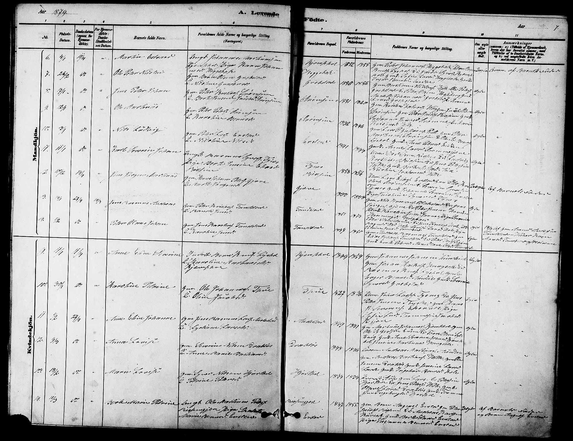 Ministerialprotokoller, klokkerbøker og fødselsregistre - Møre og Romsdal, AV/SAT-A-1454/523/L0339: Parish register (copy) no. 523C02, 1878-1891, p. 7