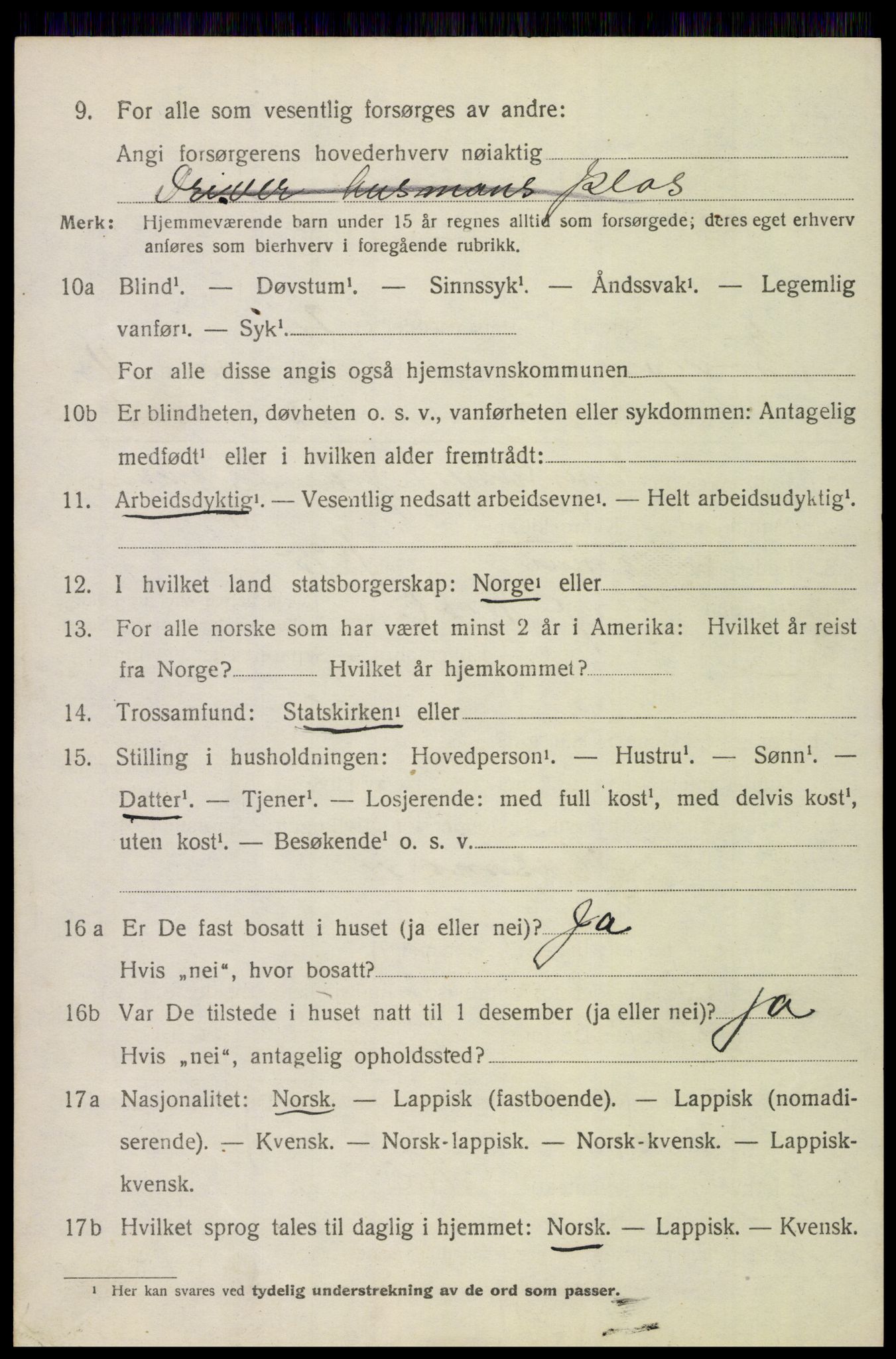 SAT, 1920 census for Borge, 1920, p. 9422