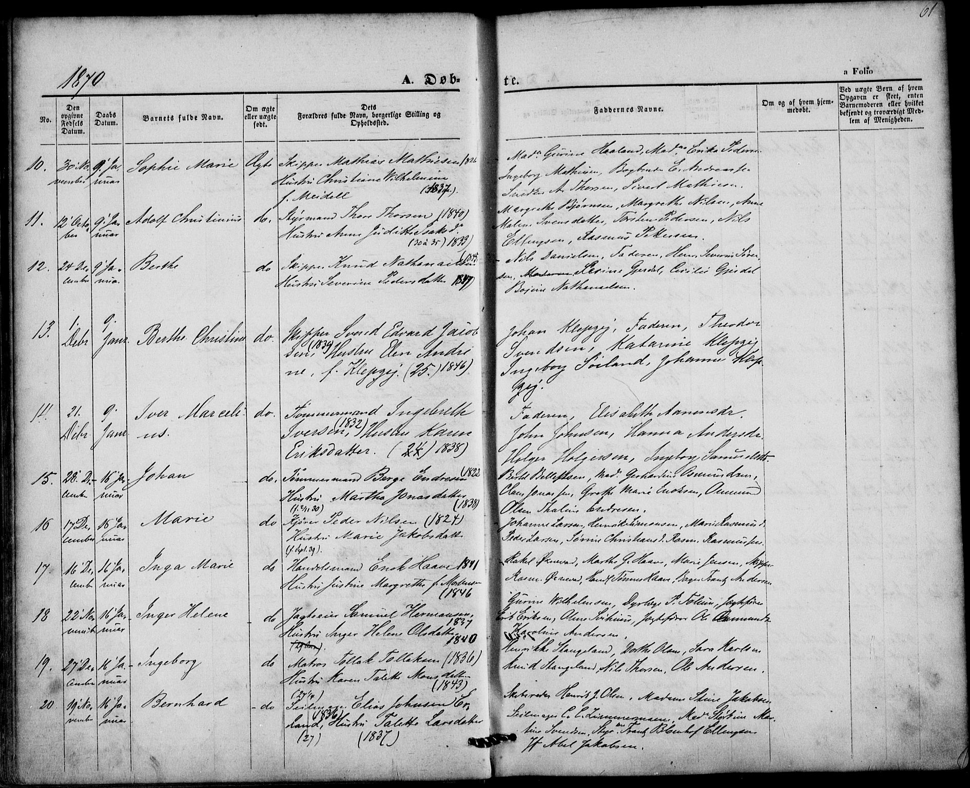 St. Petri sokneprestkontor, AV/SAST-A-101813/001/30/30BA/L0008: Parish register (official) no. A 8, 1868-1876, p. 61