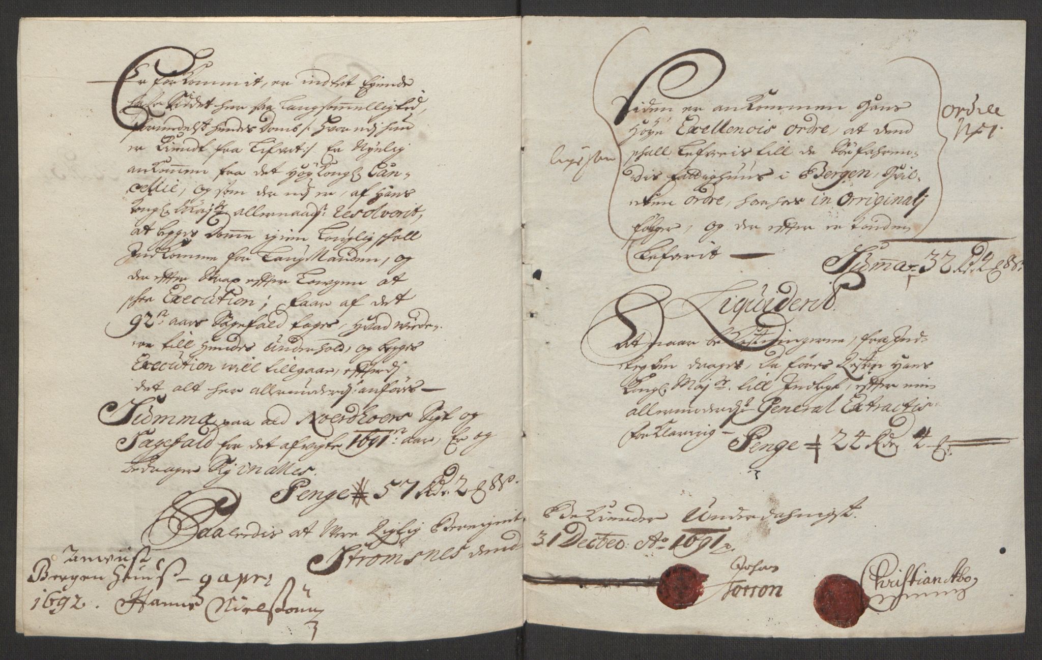 Rentekammeret inntil 1814, Reviderte regnskaper, Fogderegnskap, AV/RA-EA-4092/R51/L3181: Fogderegnskap Nordhordland og Voss, 1691-1692, p. 164