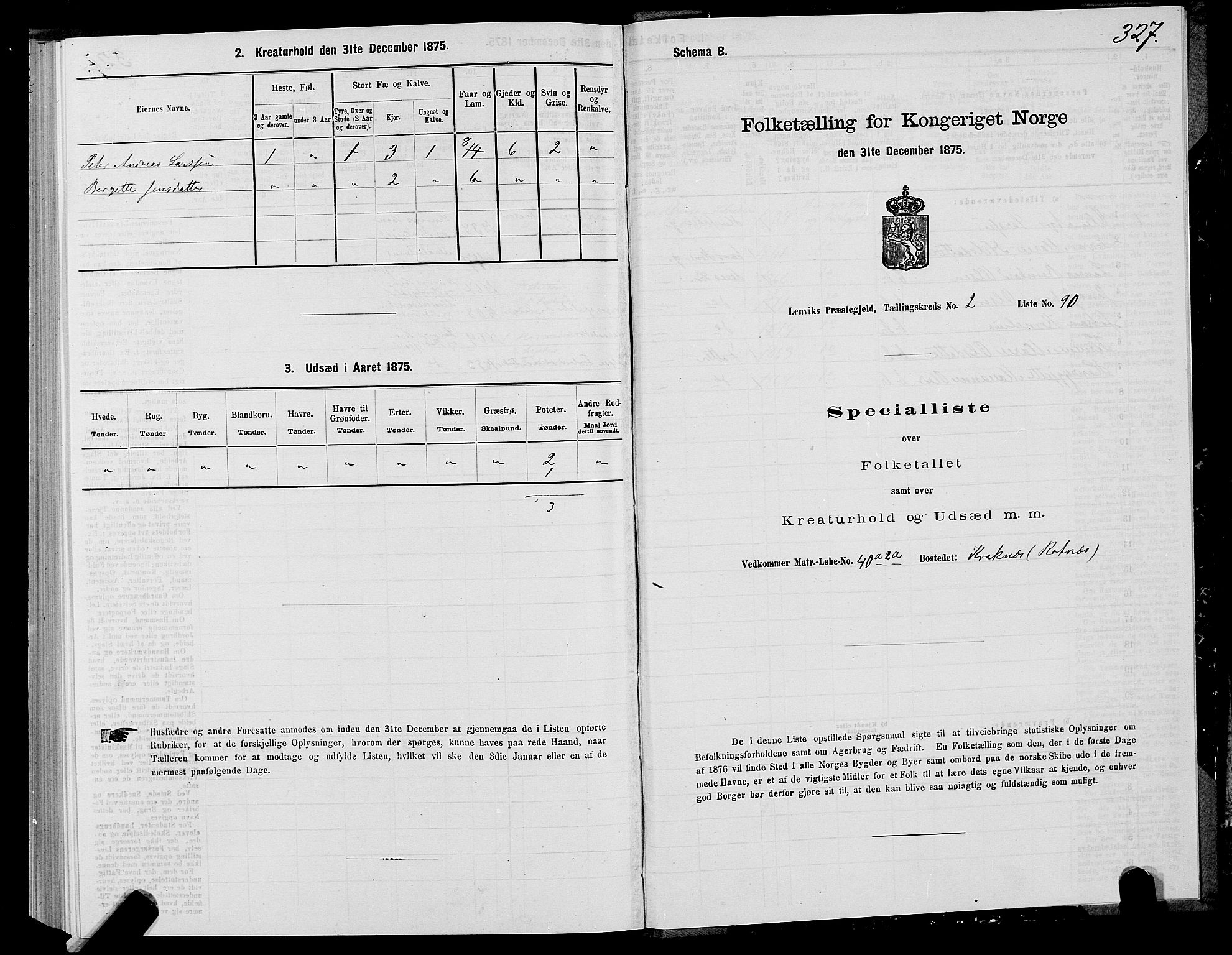 SATØ, 1875 census for 1931P Lenvik, 1875, p. 1327