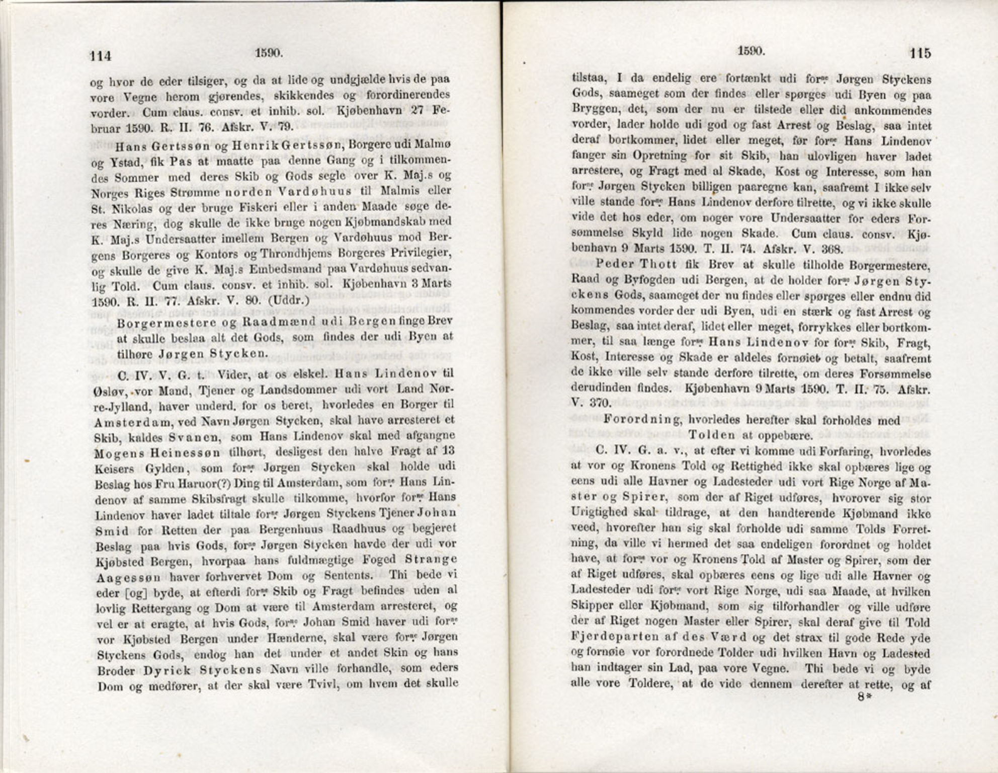 Publikasjoner utgitt av Det Norske Historiske Kildeskriftfond, PUBL/-/-/-: Norske Rigs-Registranter, bind 3, 1588-1602, p. 114-115