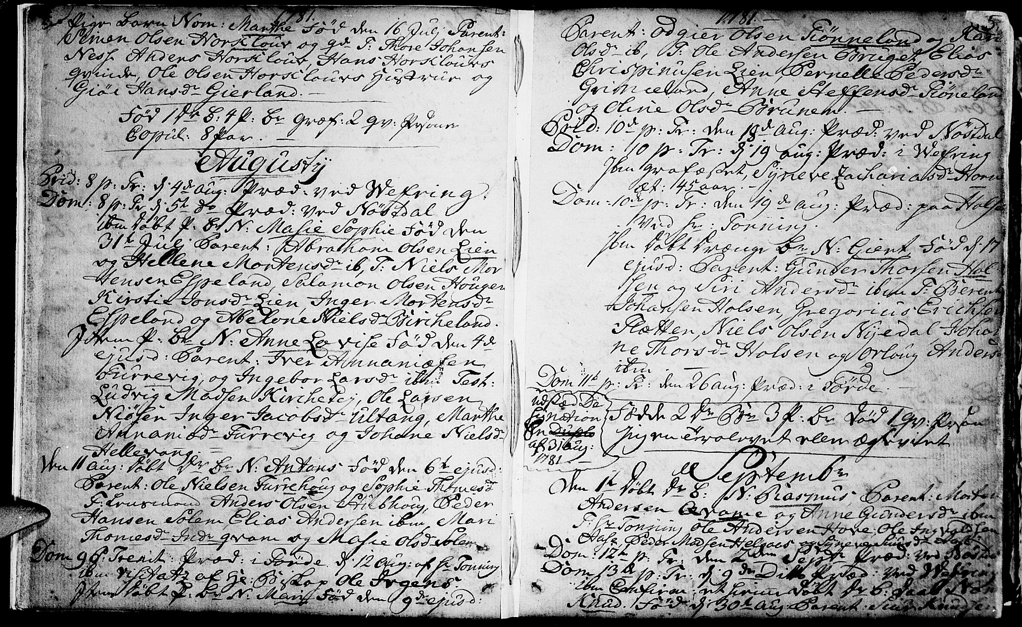 Førde sokneprestembete, SAB/A-79901/H/Haa/Haaa/L0004: Parish register (official) no. A 4, 1781-1803, p. 4-5