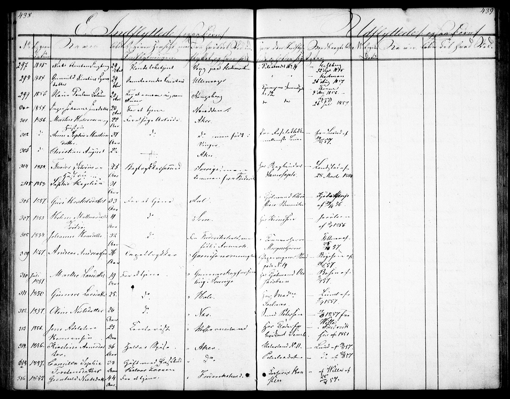 Oslo domkirke Kirkebøker, AV/SAO-A-10752/F/Fa/L0028: Parish register (official) no. 28, 1840-1876, p. 438-439