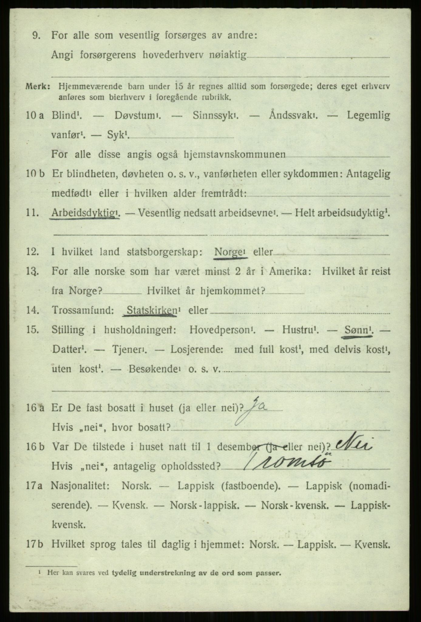 SATØ, 1920 census for Trondenes, 1920, p. 18821