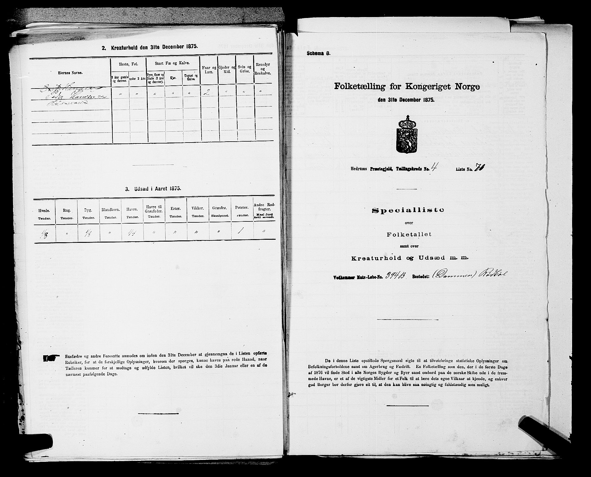 SAKO, 1875 census for 0727P Hedrum, 1875, p. 488